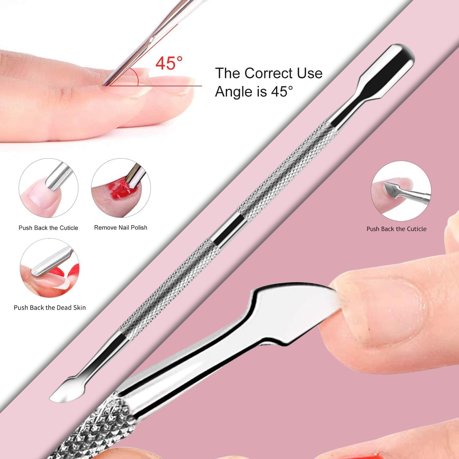 Acrylic Nail Clippers with Magnets Sizers for Acrylic Nails Fake Nail Cutter Trimmer for Artificial Fake False Tips Manicure Sharp Blade Clip Tool with Cuticle Pusher for Salon Beauty - Image 4