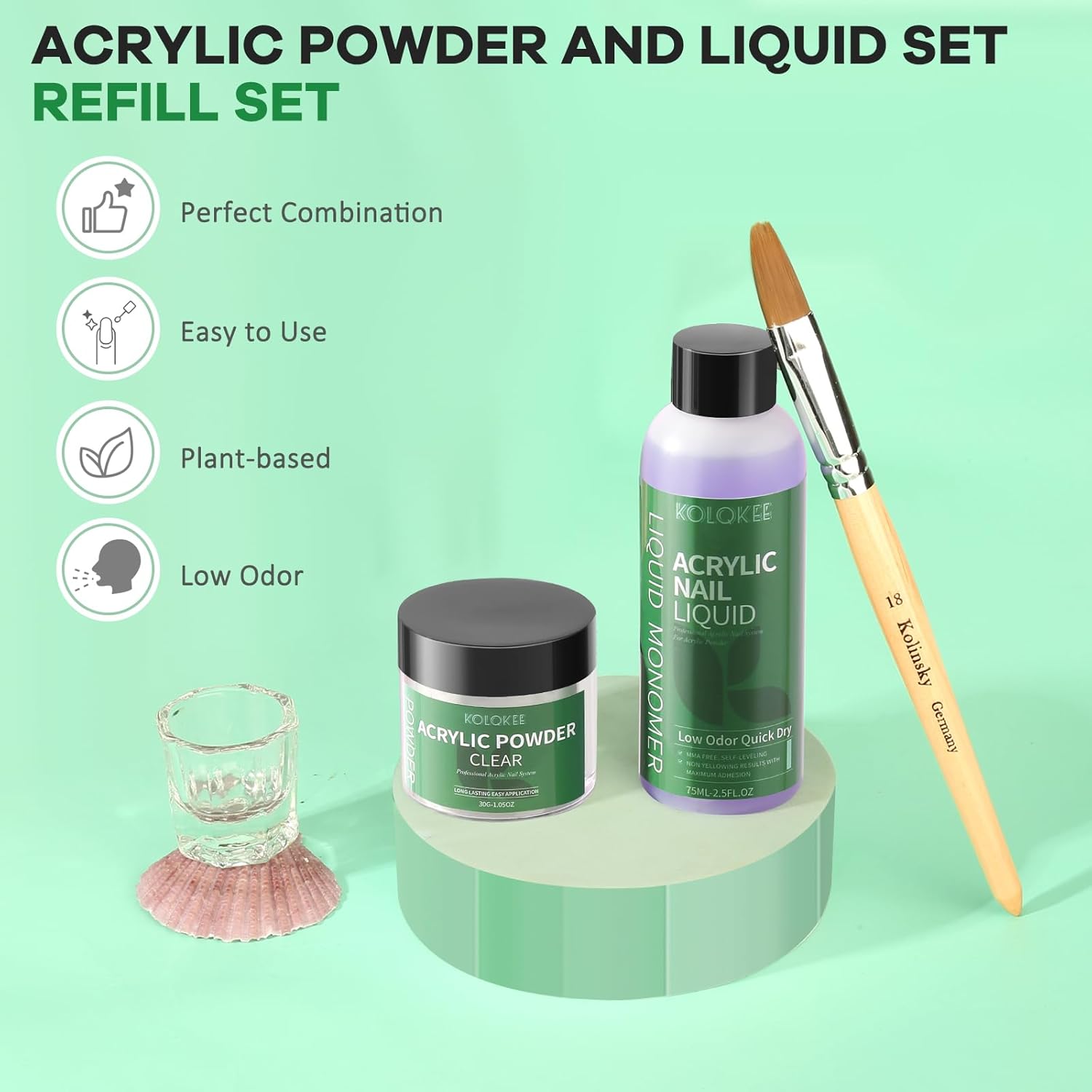 Acrylic Nail Kit Acrylic Powder and Liquid Set with Kolinsky Nail Brush, Lamp (Not Required) for Home DIY Salon Nails Application - Image 2