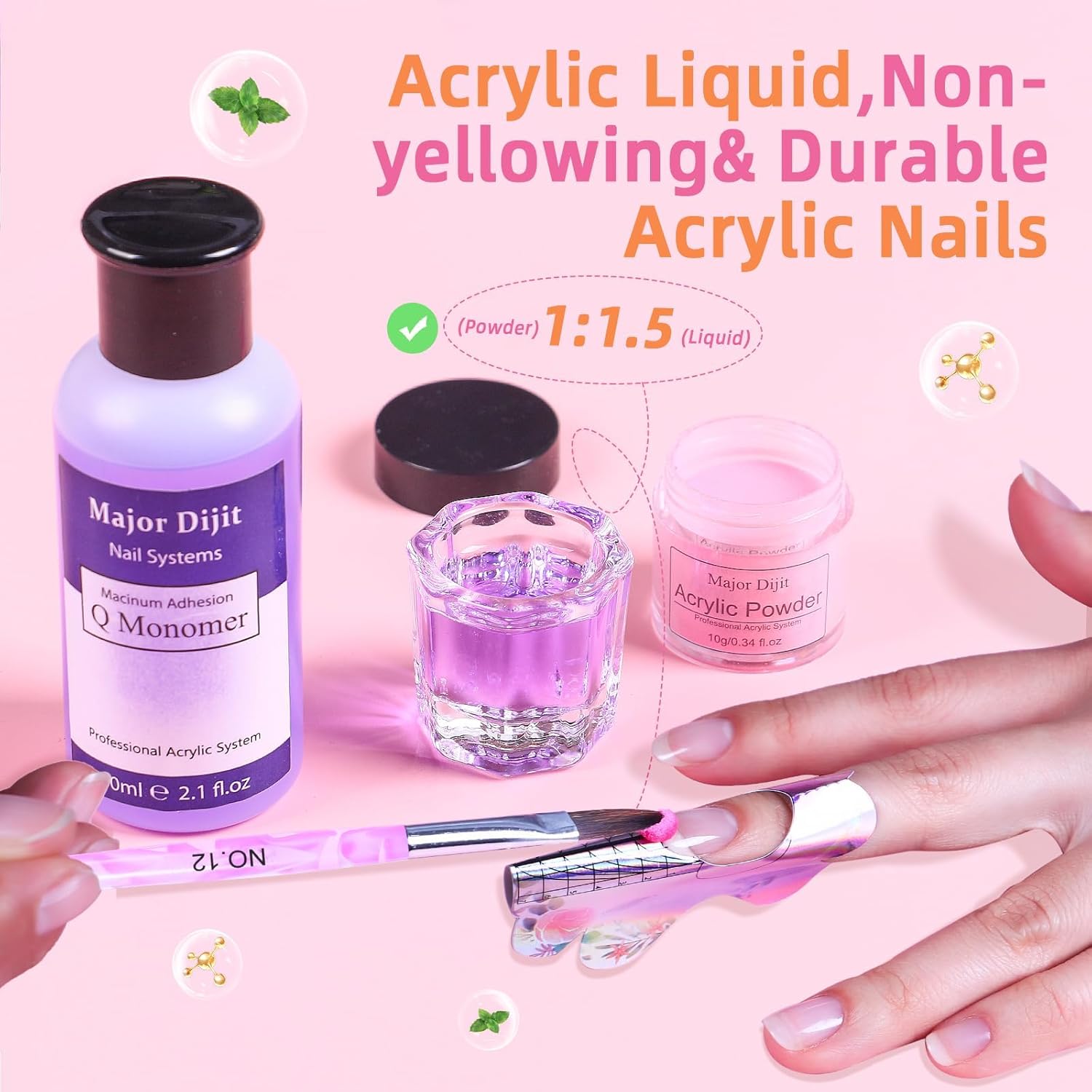 Acrylic Nail Kit with Drill Set for Beginners with Everything 12 Color Acrylic Powder Nail Decoration Tools Home Salon (-30) - Image 3