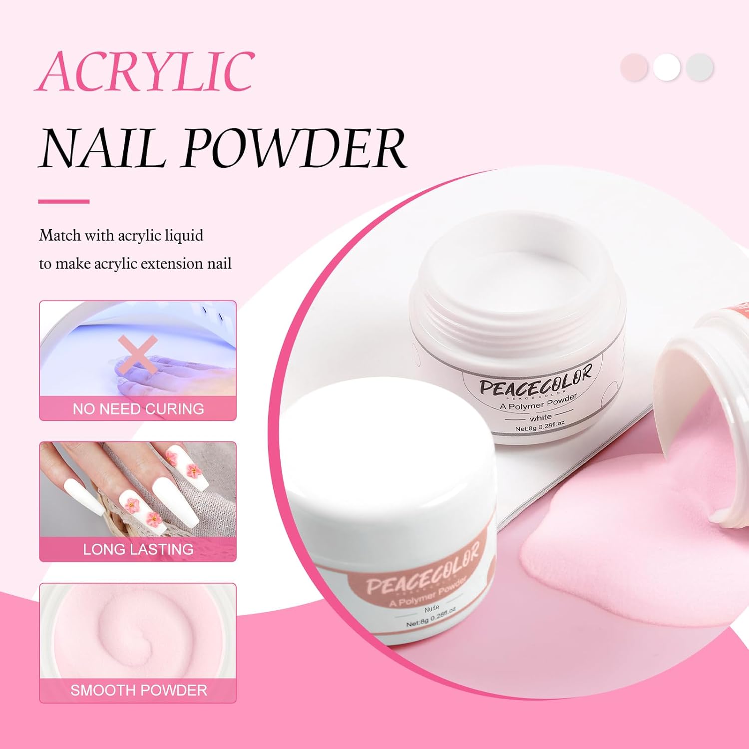 Acrylic Nail Kit with Everything for Beginner with Drill and U V Light 3Pcs Acrylic Powder 24Pcs Glitter Powder Professional Nail Kit 200Pcs Nail Tips DIY Salon - Image 3