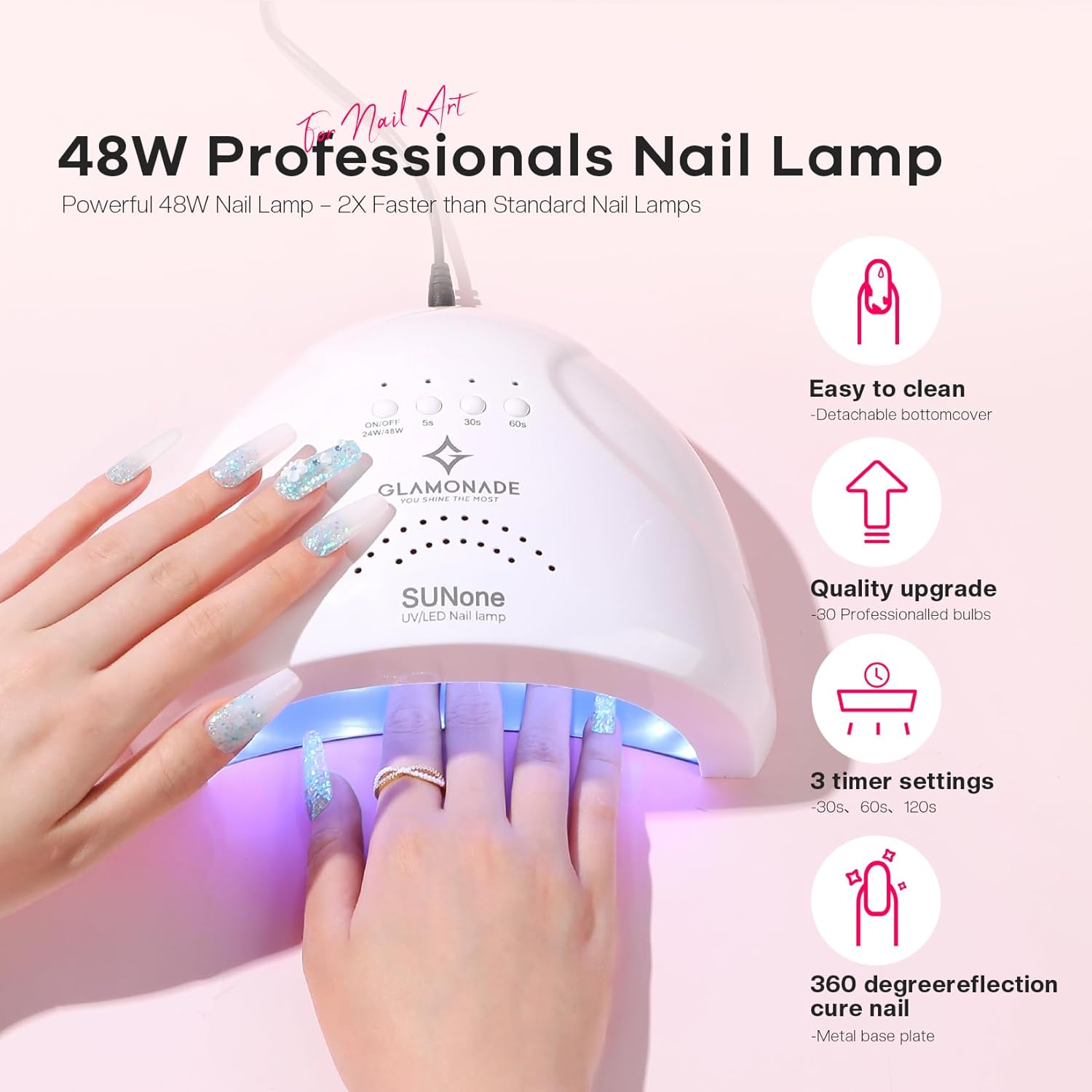 Acrylic Nail Kit with Everything: Professional Nail Kit Set for Beginners 48W Nail Lamp Complete Nail Supplies Salon - Image 6