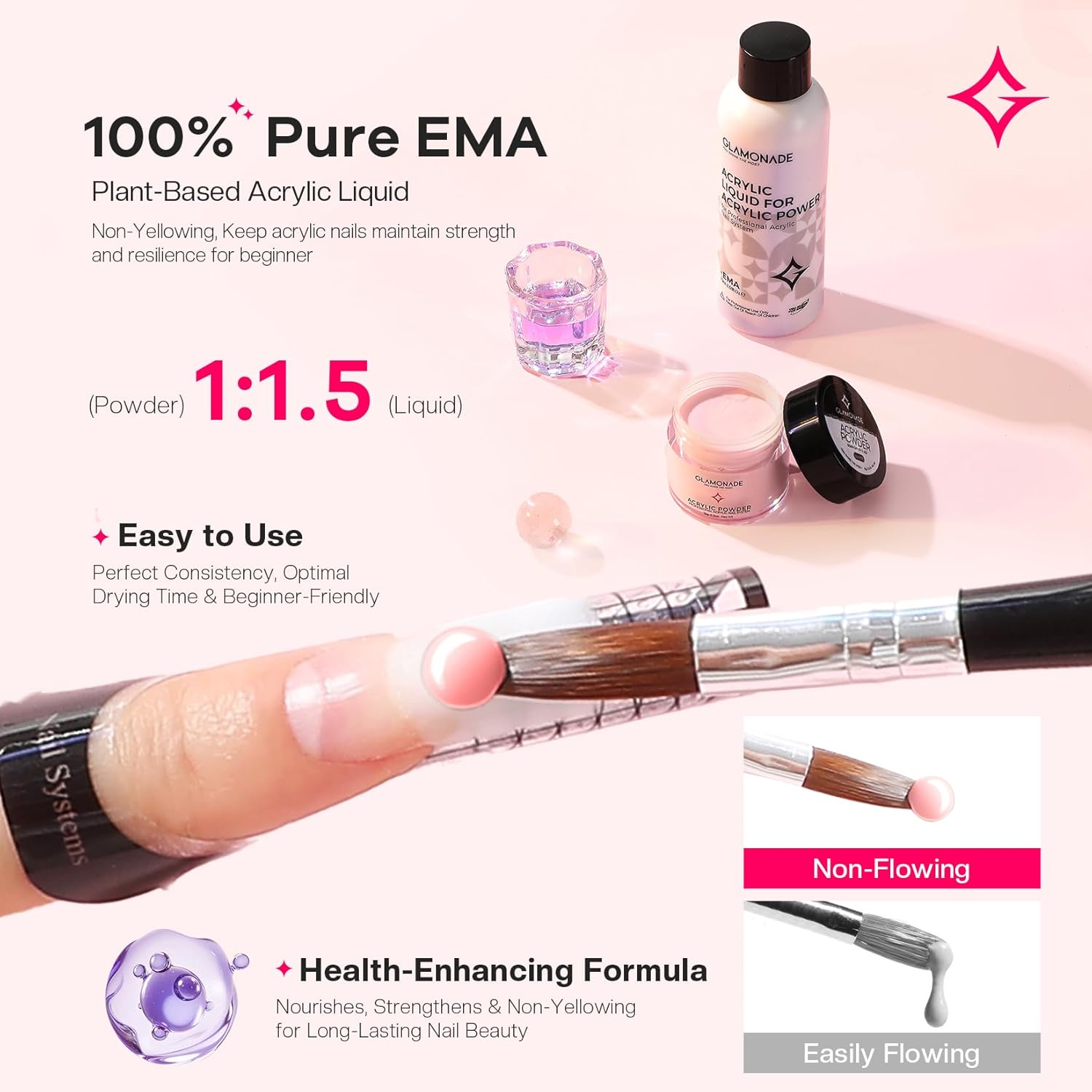 Acrylic Nail Kit with Everything: Professional Nail Kit Set for Beginners 48W Nail Lamp Complete Nail Supplies Salon - Image 5