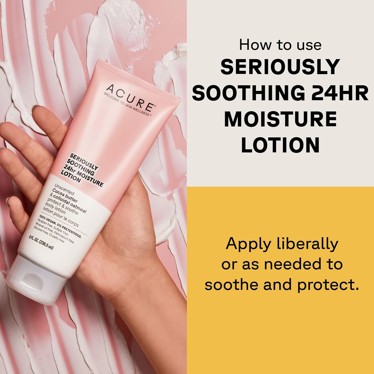Acure 24HR Moisturizing Lotion - Soothing & Hydrating Unscented Body Lotion with Cocoa Butter & Colloidal Oatmeal - All Natural Moisturizer for Dry and Sensitive Skin - Vegan, Fragrance-Free, 8 Fl Oz - Image 5