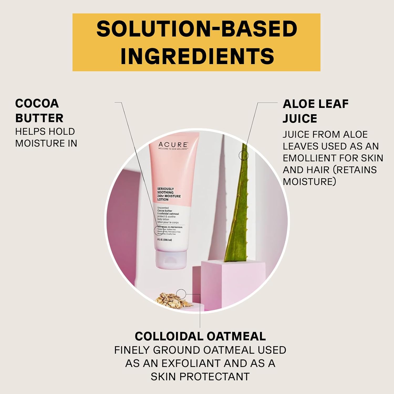 Acure 24HR Moisturizing Lotion - Soothing & Hydrating Unscented Body Lotion with Cocoa Butter & Colloidal Oatmeal - All Natural Moisturizer for Dry and Sensitive Skin - Vegan, Fragrance-Free, 8 Fl Oz - Image 6