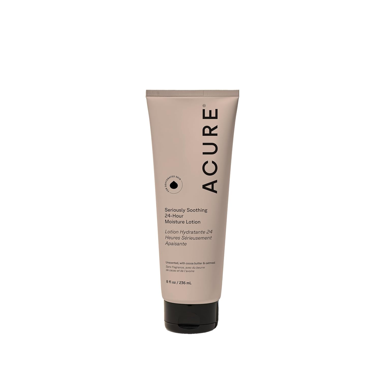 Acure 24HR Moisturizing Lotion - Soothing & Hydrating Unscented Body Lotion with Cocoa Butter & Colloidal Oatmeal - All Natural Moisturizer for Dry and Sensitive Skin - Vegan, Fragrance-Free, 8 Fl Oz