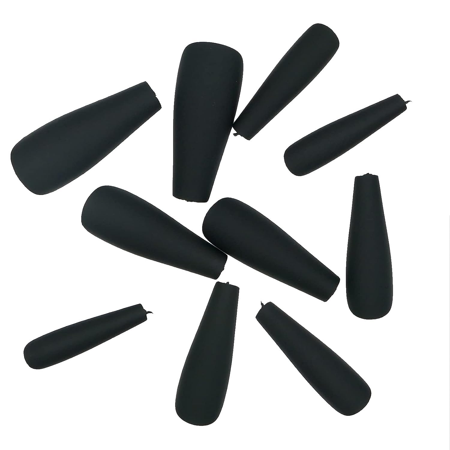 AddFavor 100pcs Coffin Fake Nails Full Cover Long Press on Nails Pure Color Matte Acrylic False Nail Tips for Women and Girls (Black) - Image 3