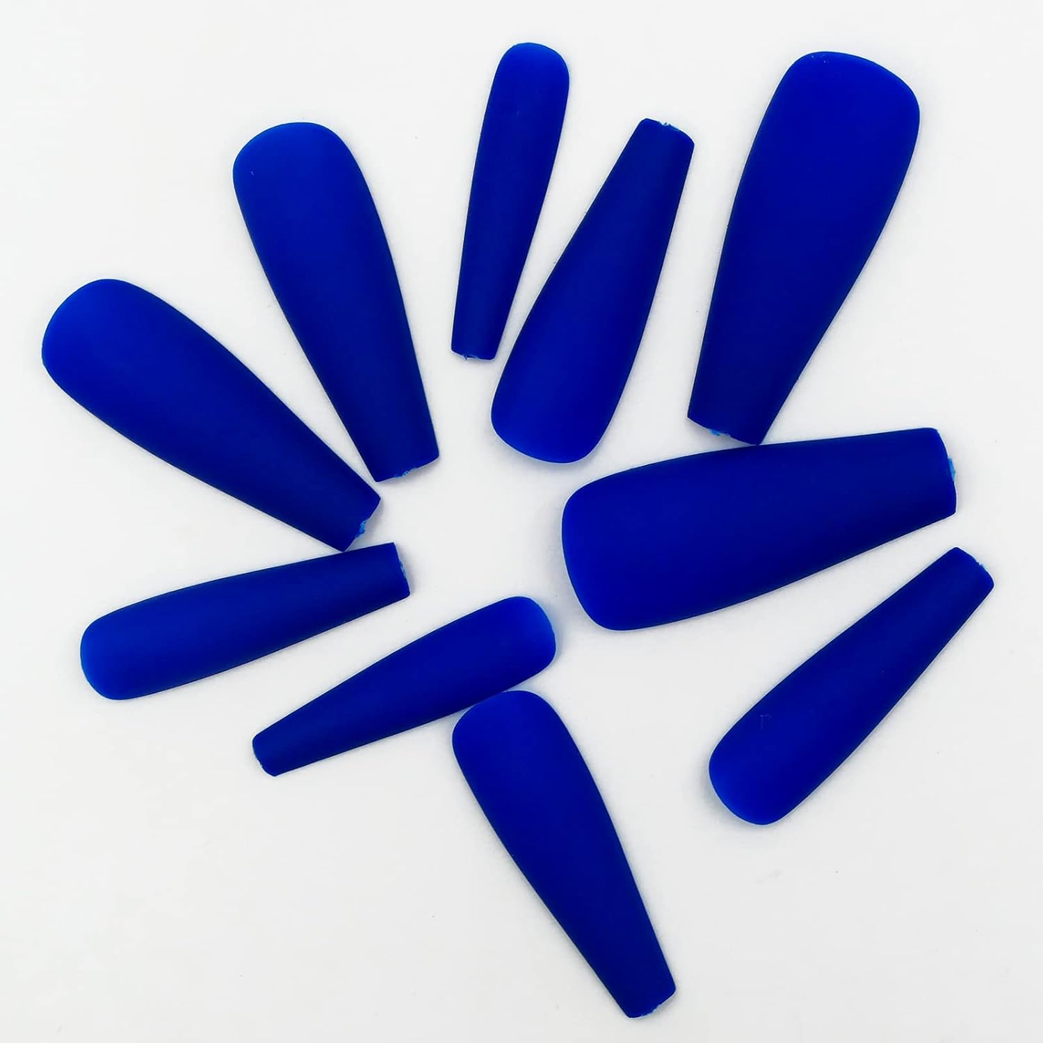 AddFavor 100pcs Coffin Fake Nails Full Cover Long Press on Nails Pure Color Matte Acrylic False Nail Tips for Women and Girls (Royal Blue) - Image 4