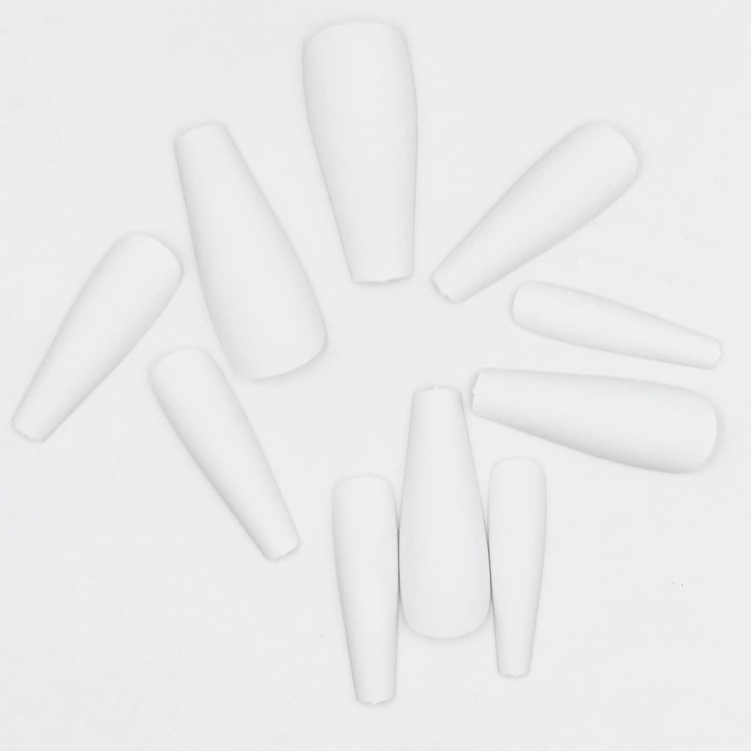 AddFavor 100pcs Coffin Fake Nails Full Cover Long Press on Nails Pure Color Matte Acrylic False Nail Tips for Women and Girls (White) - Image 5