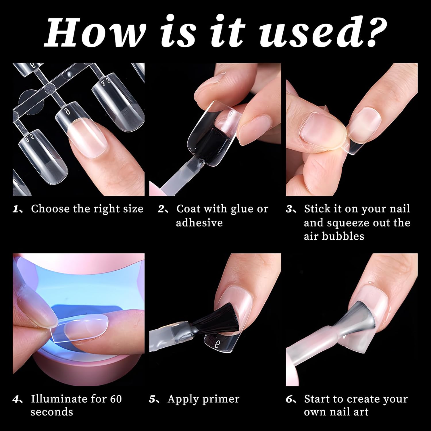 AddFavor Long Square Nail Tips, 300pcs Gel Nail Tips Square Long Fake Nails, Full Cover Clear 15 Size Acrylic Nails Tips for Nail Extensions, Press on Nails Making - Image 7
