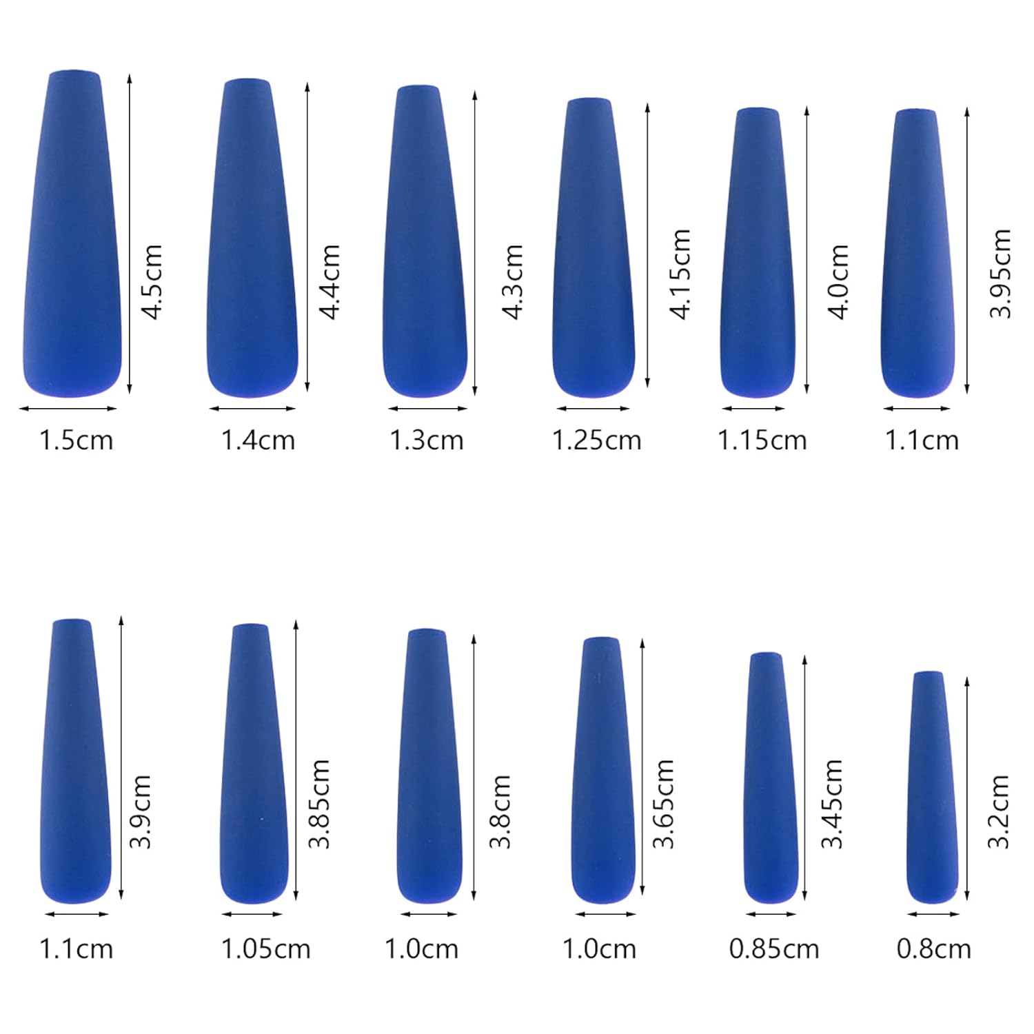 AddFavor XXL Extra Long Press on Nails Coffin Matte Fake Nails Full Cover Acrylic False Nails 12 Sizes 120pcs Blue Nail Tips for Women Fingernails Manicure Design - Image 3