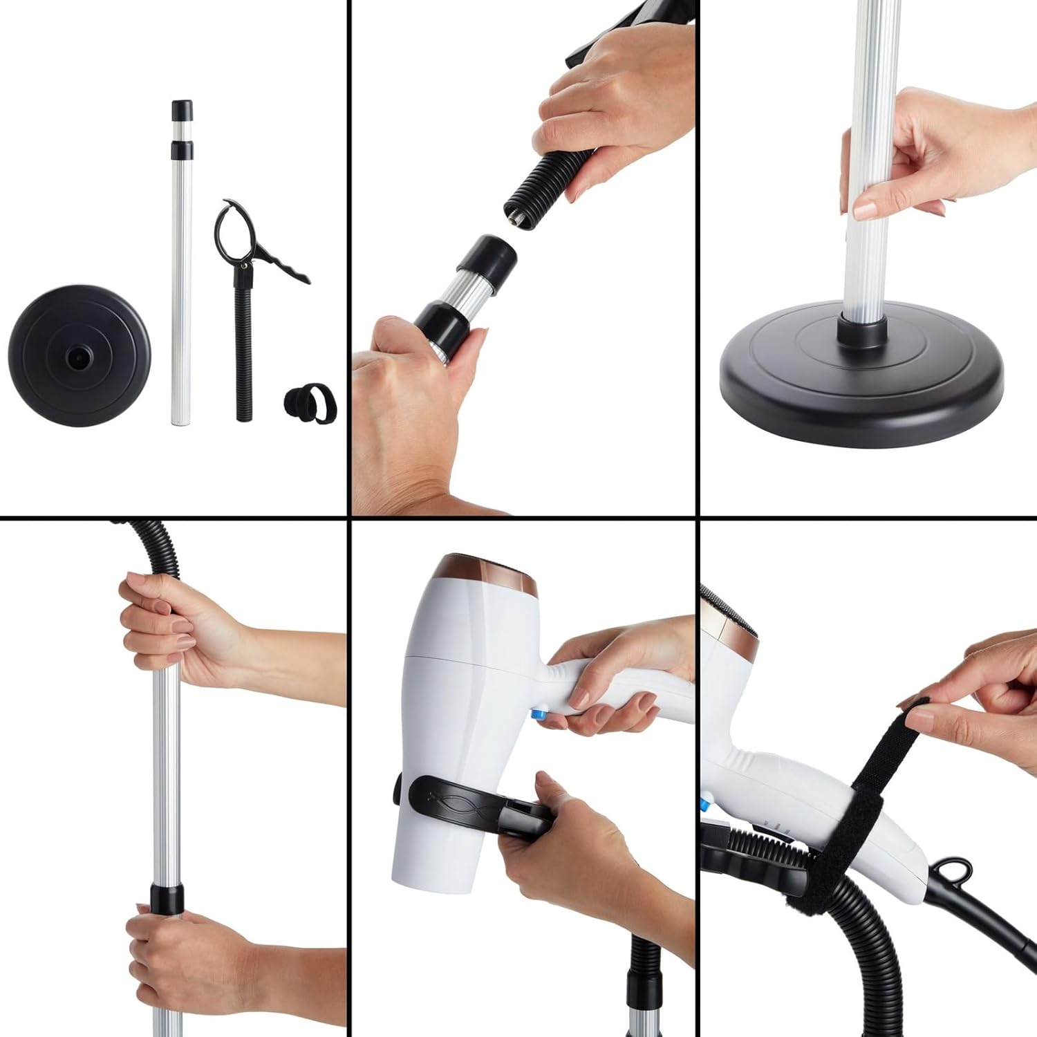 Adjustable Hands-Free Hair Dryer Stand Holder 360 Degree Rotation, Compatible with Compact Styling Tools - Image 5