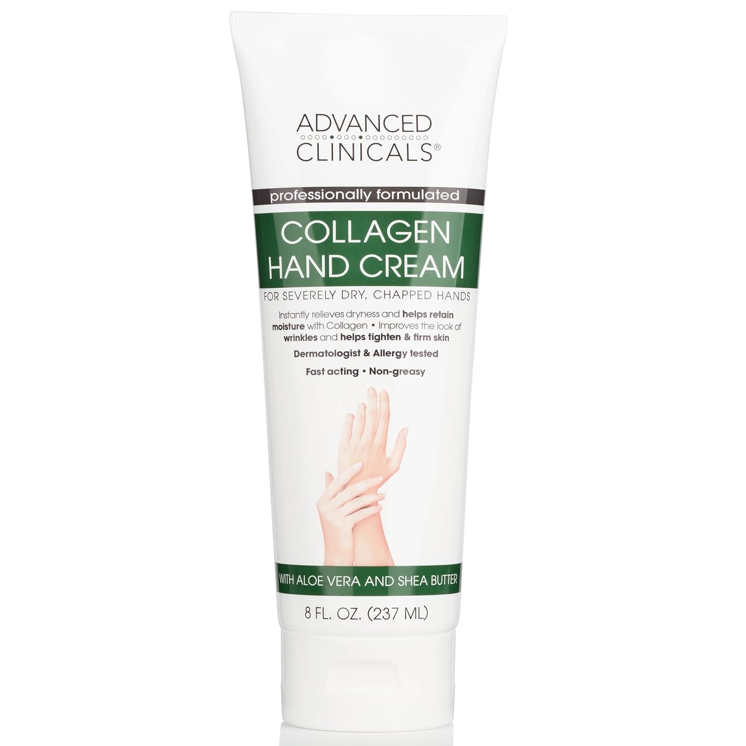 Advanced Clinicals Collagen Hand & Body Cream Skin Care Moisturizer Lotion For Dry Cracked Skin. Soothing & Hydrating Plant Collagen Lotion W/Aloe Vera, Green Tea, & Shea Butter, Large 8 Fl Oz - Image 2