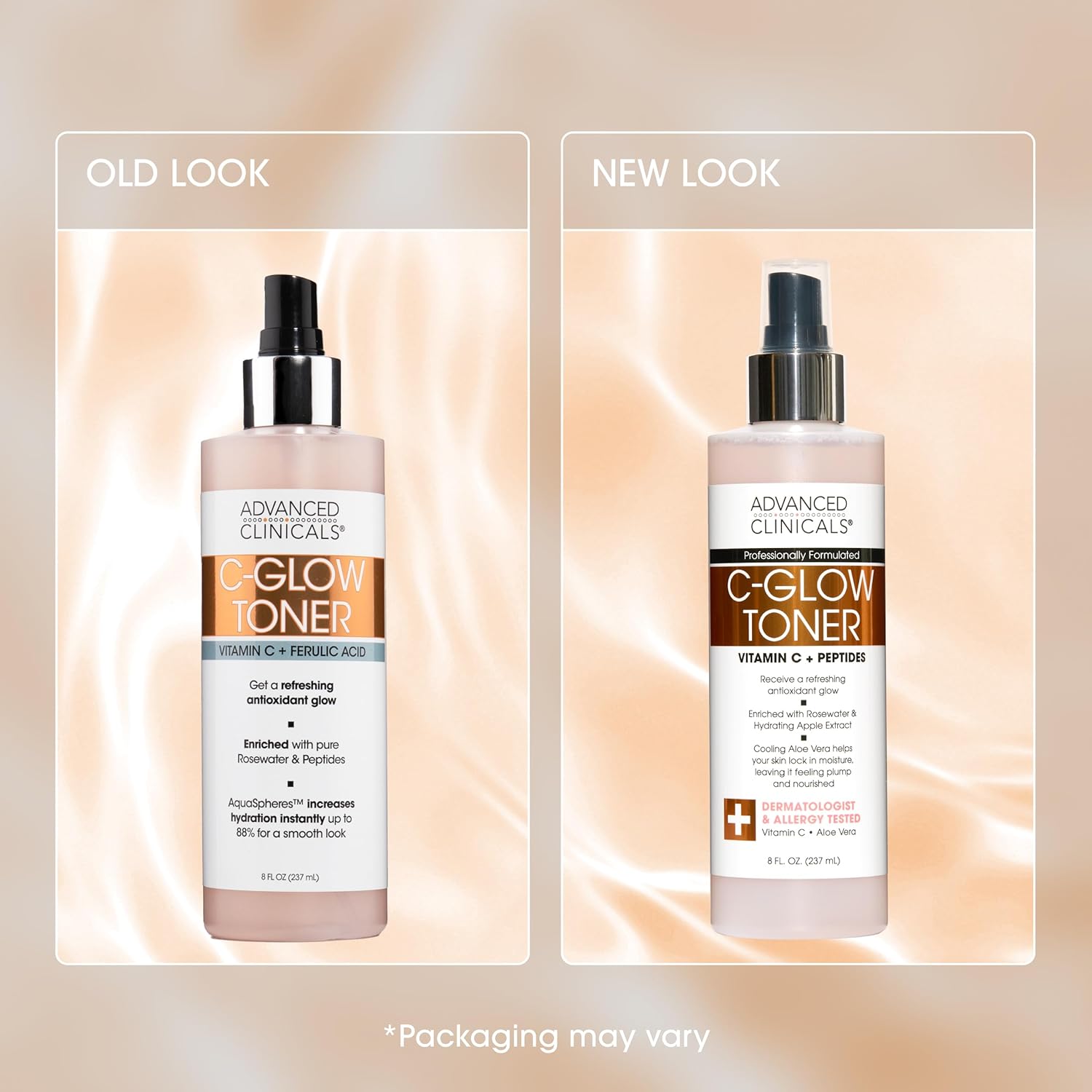 Advanced Clinicals Vitamin C Glow Facial Mist Toner for Face W/Rosewater, Ferulic Acid, & Peptides. Vitamin C Antioxidant Moisturizer Face Mist Provides Instant Skin Hydration, Non-Greasy, 8 Fl Oz - Image 2