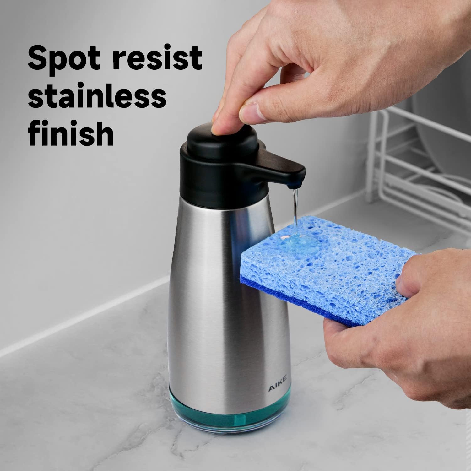 AIKE 15fl.oz Stainless Steel Liquid Soap Dispenser for Dish and Hand Soap - Image 2