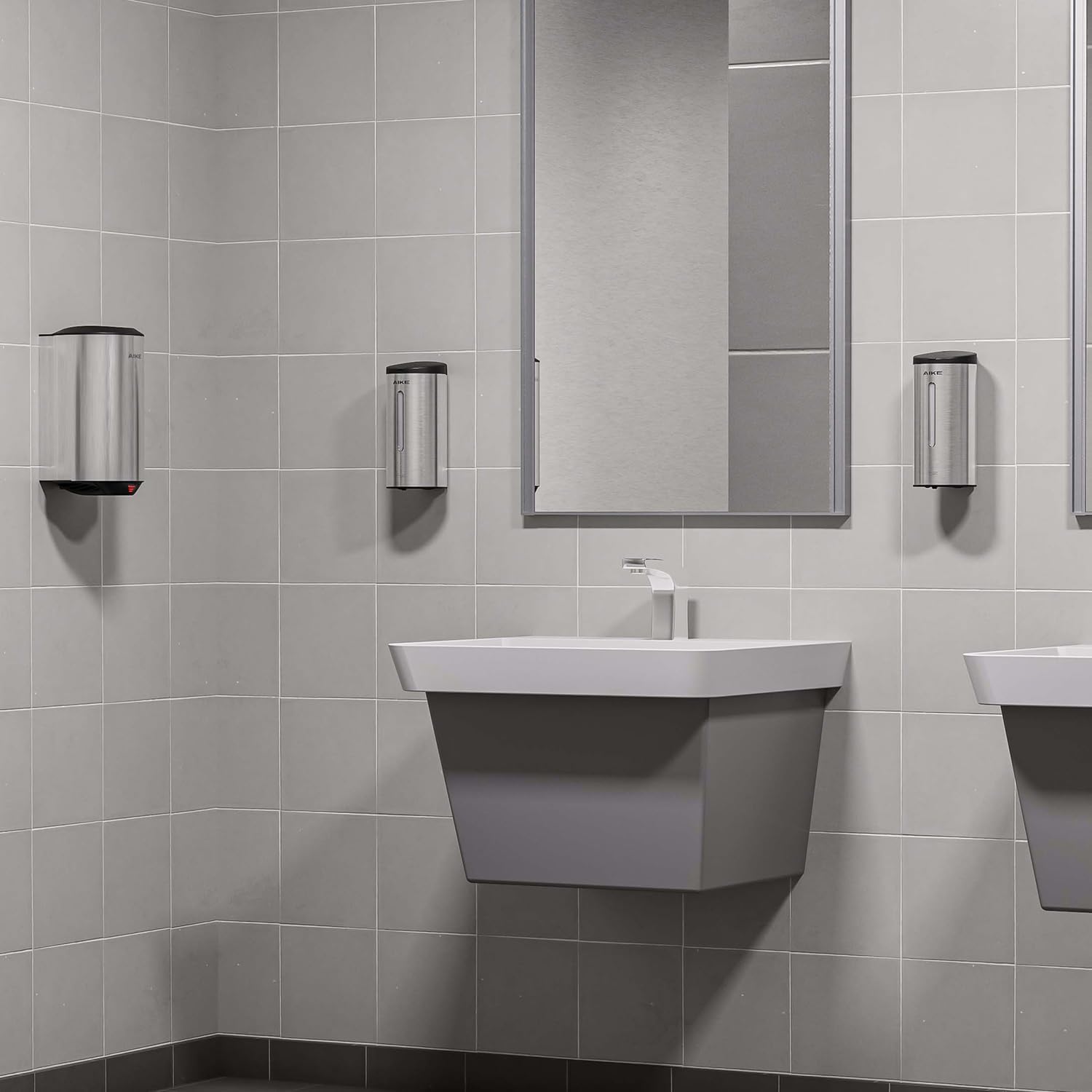 AIKE Wall-Mount Automatic Liquid Soap Dispenser Commercial Large Capacity Brushed Stainless Steel Finish Model AK1205 - Image 5