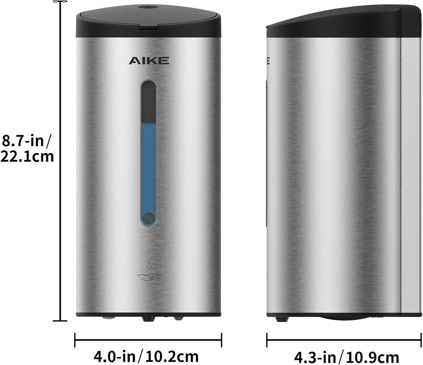 AIKE Wall-Mount Automatic Liquid Soap Dispenser Commercial Large Capacity Brushed Stainless Steel Finish Model AK1205 - Image 7
