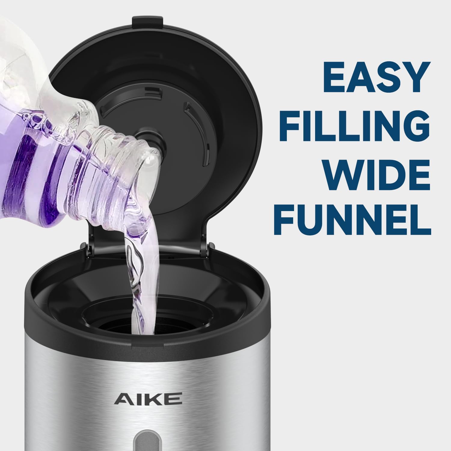 AIKE Wall-Mount Automatic Liquid Soap Dispenser Commercial Large Capacity Brushed Stainless Steel Finish Model AK1205 - Image 3