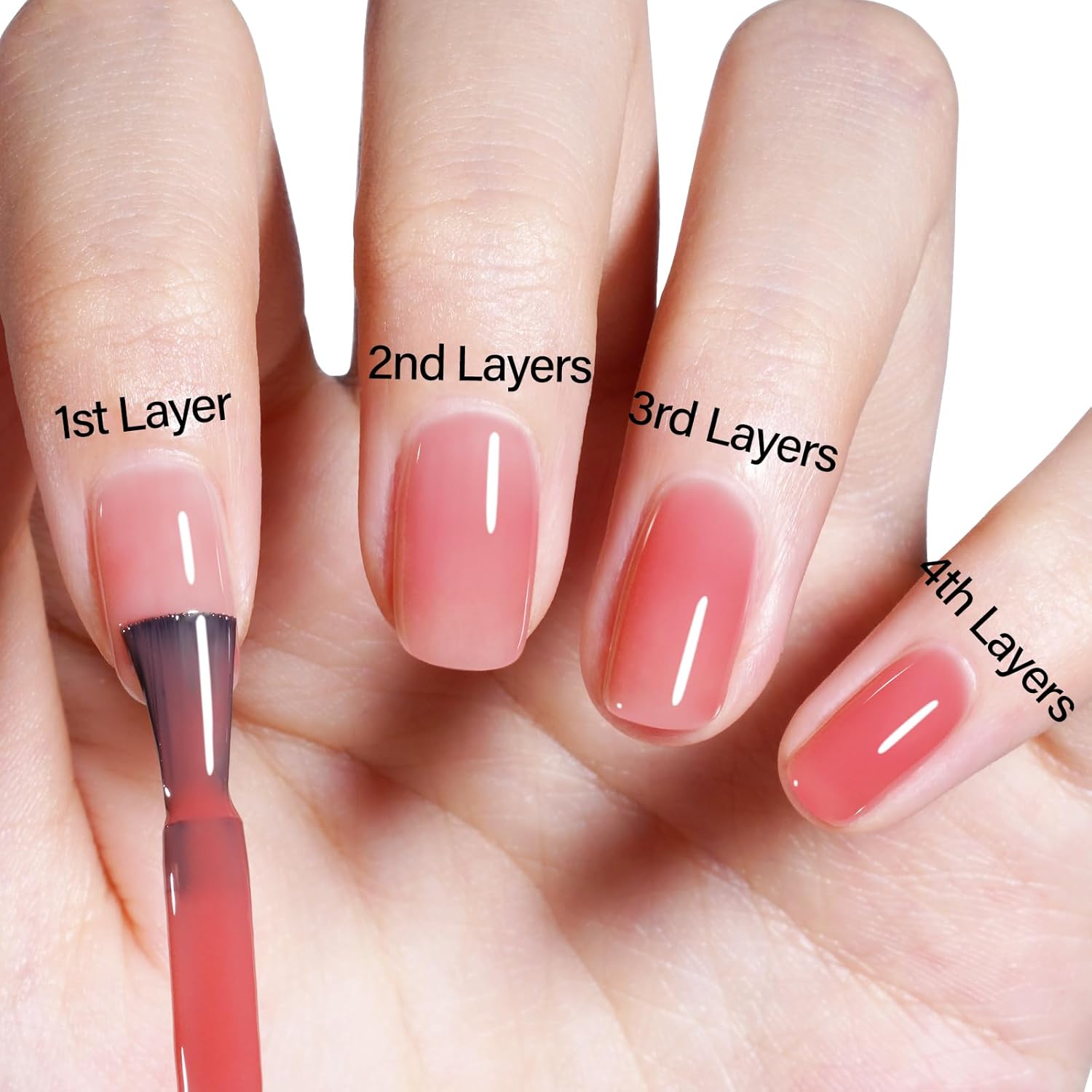 AILLSA Red Jelly Gel Nail Polish Strawberry Color Nude Polish Natural Rose Translucent Gels Polish Sheer Apple Candy Polish Soak Off U V Gel for Nail Art at Home 0.51 Fl Oz /GB92 - Image 5