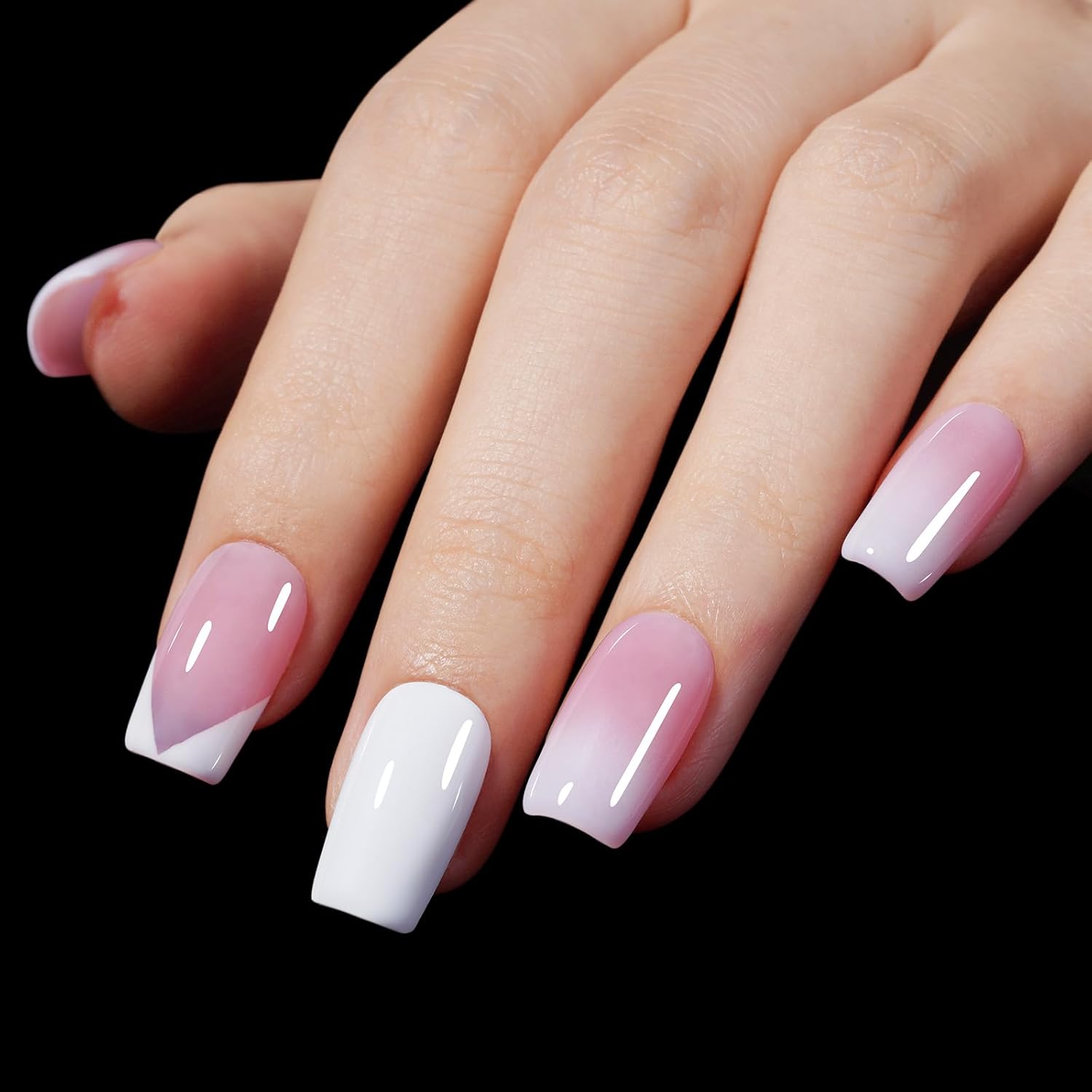 AILLSA Short Square Nail Tips 15 Sizes 240pcs Full Cover Gel Tips Double Matte No Need Base Coat Fake Soft Nail Tips for Press On Nail Extension - Image 8