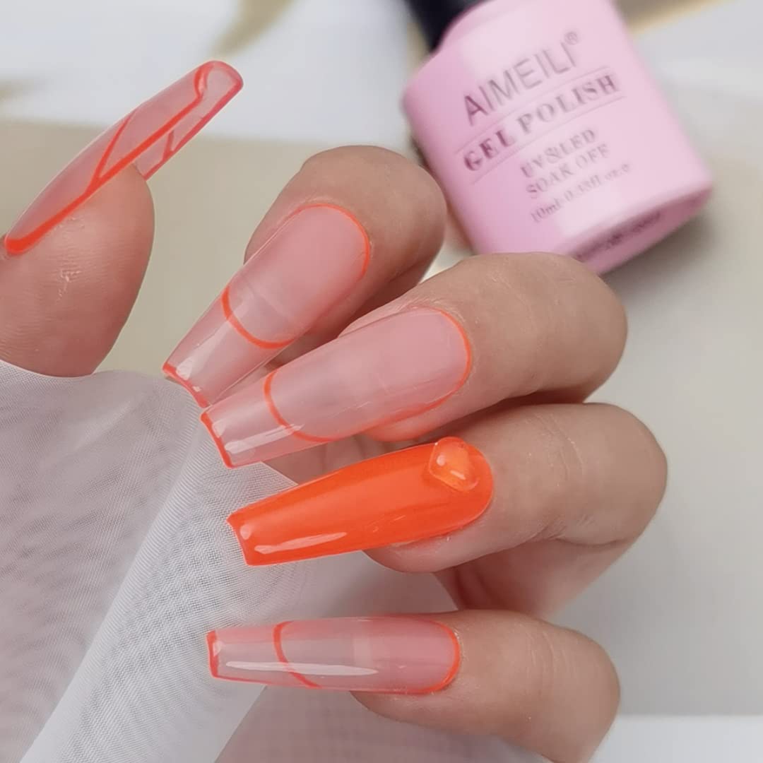 AIMEILI Soak Off U V LED Orange Gel Nail Polish - Lilium Pumilum Orange (117) 10ml - Image 7