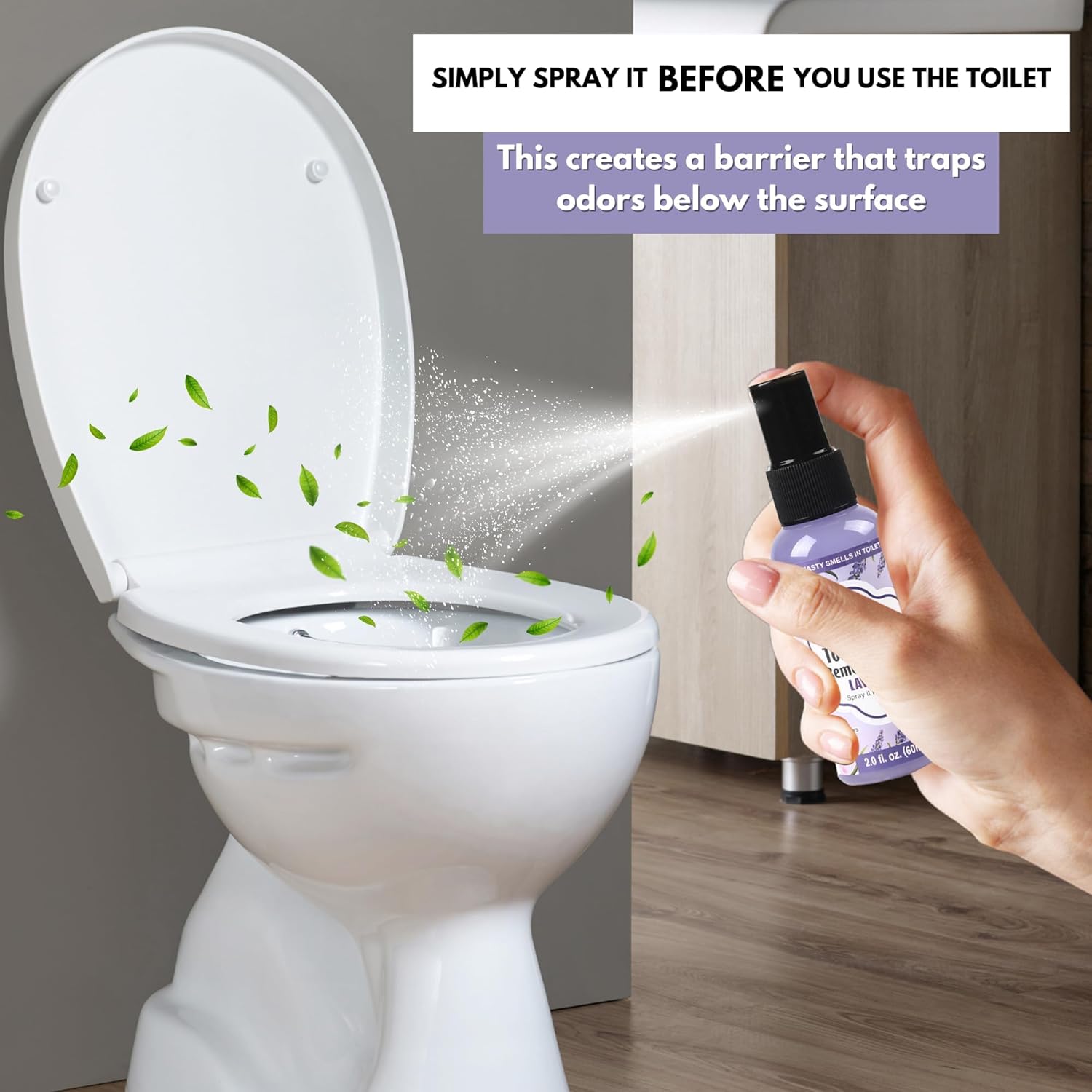 Air Jungles Toilet Poop Odor Eliminator Spray, Lavender Scent, Spray It Before No.2, Up to 100 Uses Per Bottle, For Home, Travel, Office Bathroom, and College Dorm Bathroom - Image 4