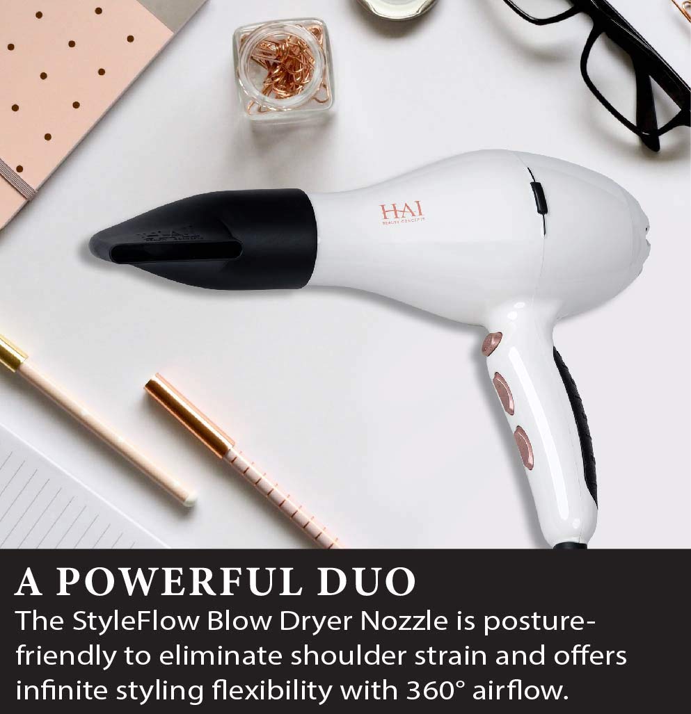 Air Lux Hair Dryer with Styleflow Nozzle by HAI - Professional Lightweight Ergonomic Blow Dryer with Patented Styleflow Nozzle for Styling Comfort - Image 2