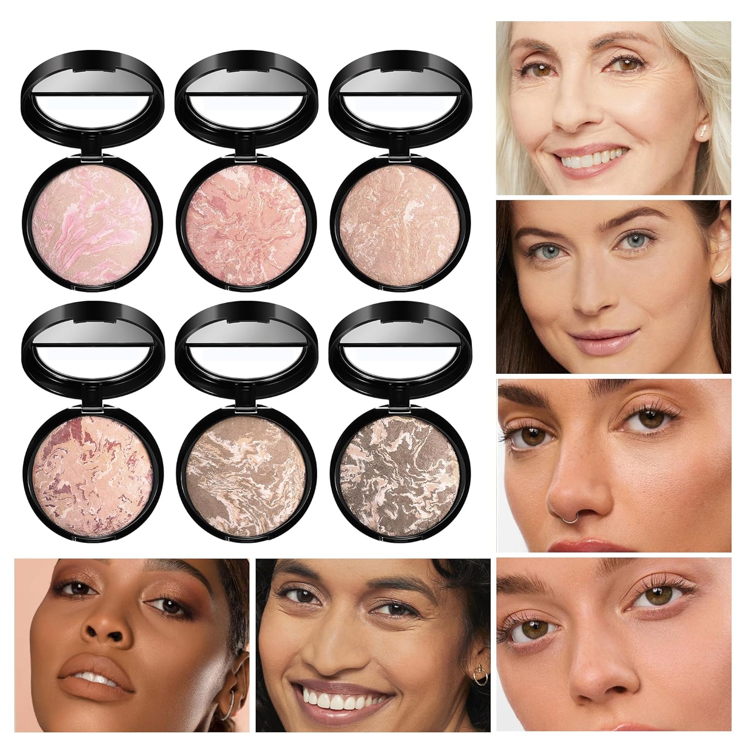 AKARY Baked Powder Foundation, Oil Control Correcting Foundation, Buildable Light to Medium Coverage - Demi-Matte Natural Flawless Finish Smooth Lightweight Setting Powder Palette, 05 Tan - Image 8