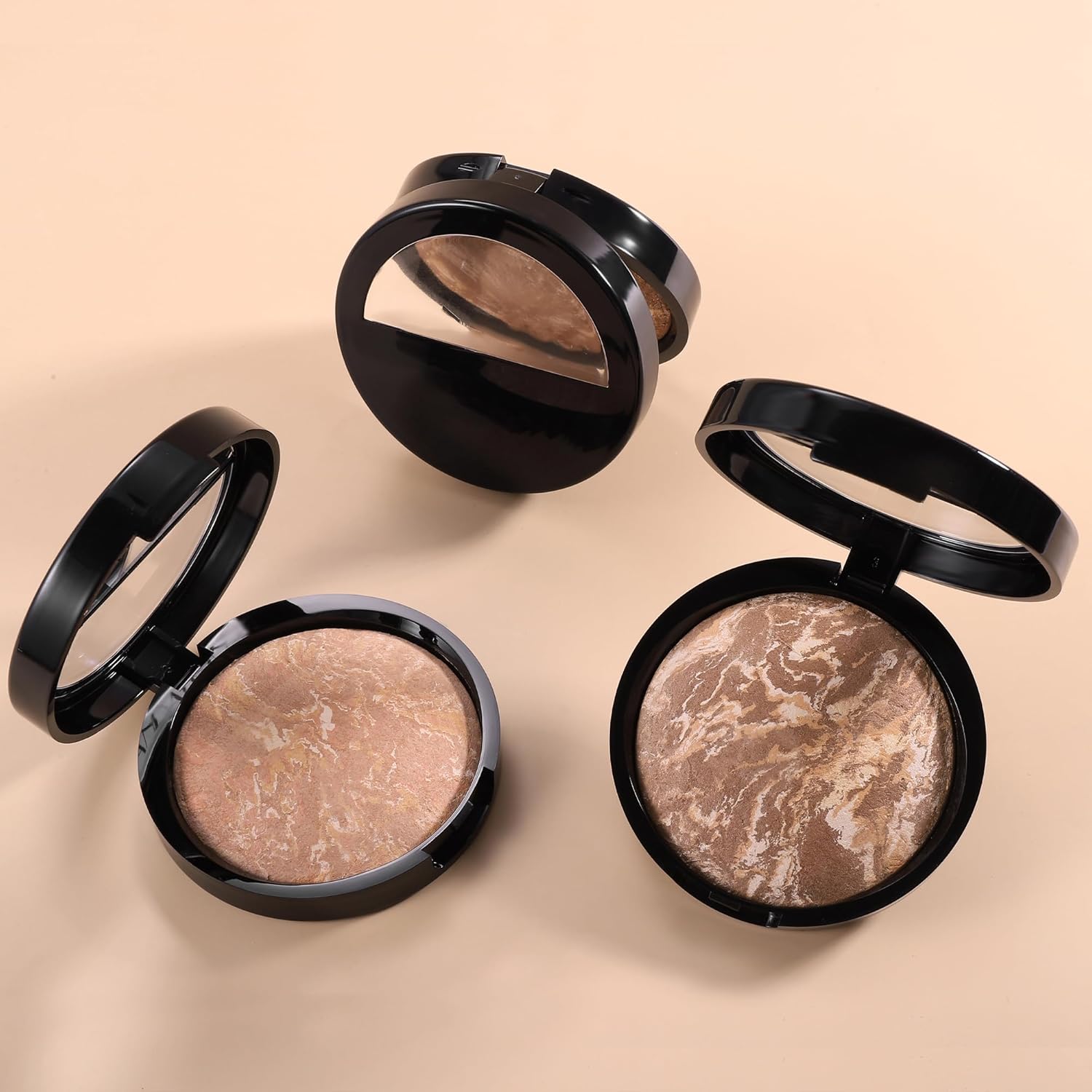 AKARY Baked Powder Foundation, Oil Control Correcting Foundation, Buildable Light to Medium Coverage - Demi-Matte Natural Flawless Finish Smooth Lightweight Setting Powder Palette, 05 Tan - Image 7