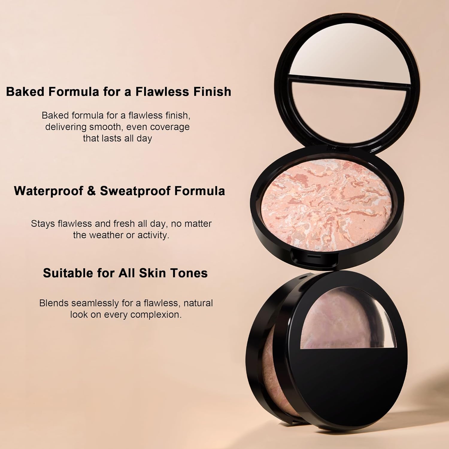 AKARY Baked Powder Foundation, Oil Control Correcting Powder Foundation, Buildable Light to Medium Coverage - Demi-Matte Natural Flawless Finish Smooth Lightweight, 02 Fair - Image 6