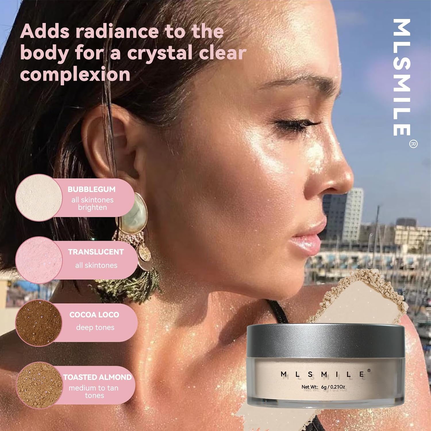 AKARY Pink Translucent Setting Powder, Shimmer Finishing Powder Oil Control for Long Lasting Makeup, Lightweight Loose Powder Waterproof Makes Skin Downy, Blurring Powder for All Skin Tones, 02 - Image 3