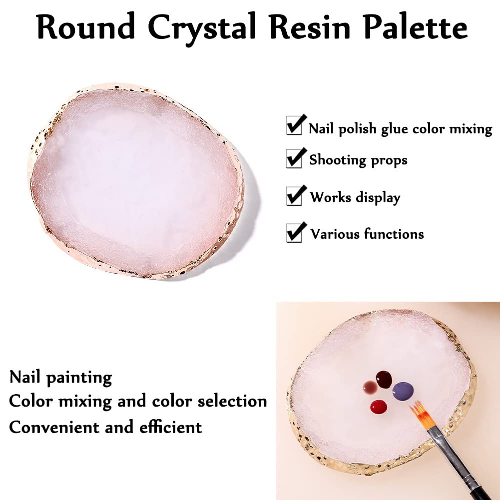 AKOAK 1 Pack Phnom Penh Resin Crystal Agate Palette Nail Art Gel Nail Polish Palette Nail Piece Display Tool,White - Image 3