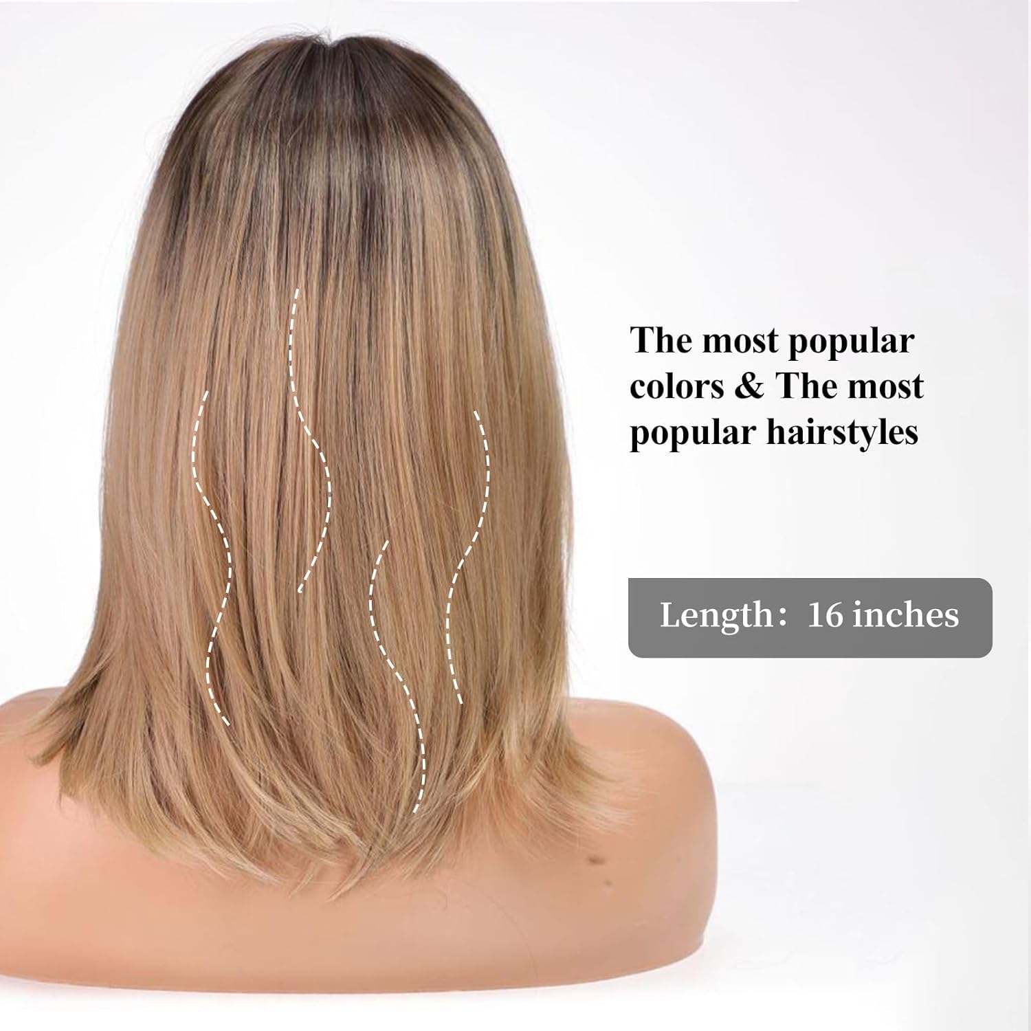 ALANHAIR Ombre Brown Blonde Wigs for Women Ash Blonde Wig with Curtain Bangs Shoulder Length Natural Synthetic Wig for Daily Use - Image 6