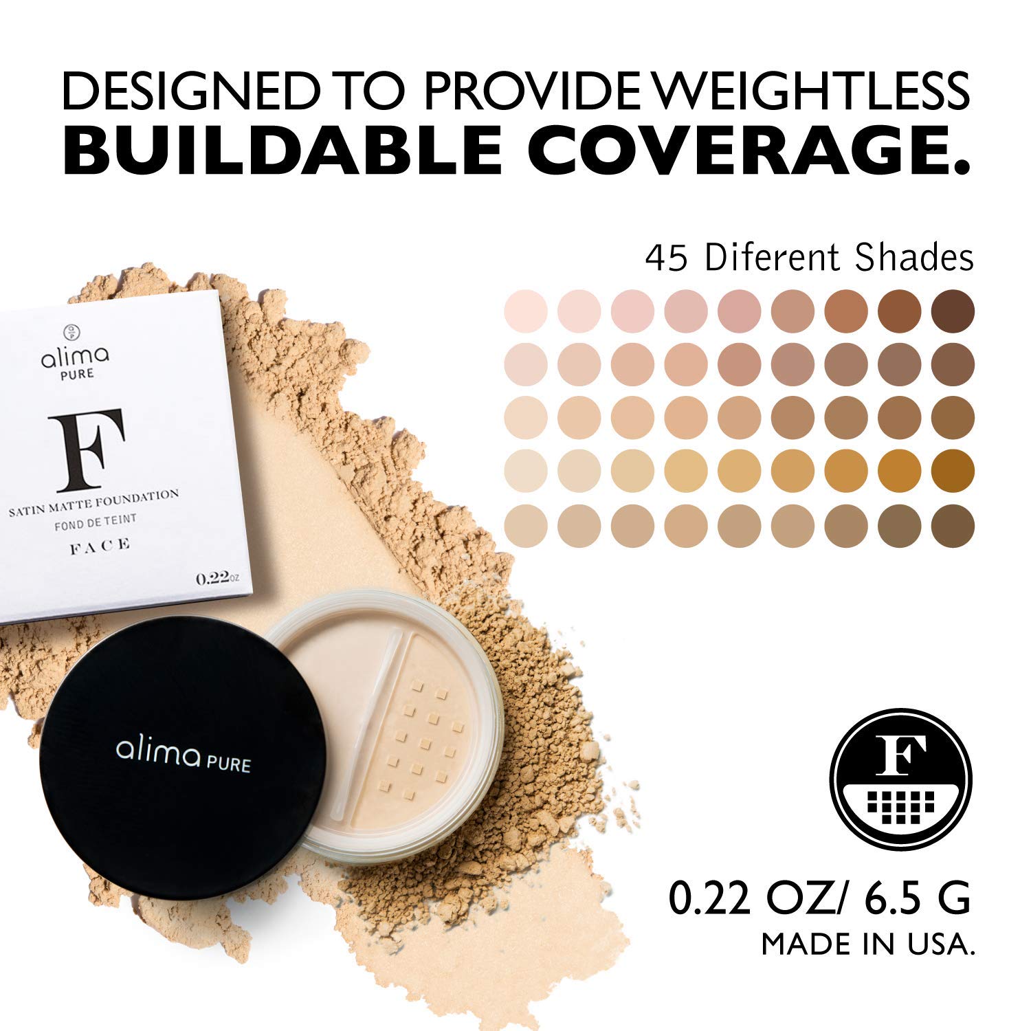 Alima Pure Matte Foundation Loose Mineral Powder Foundation Makeup, Loose Powder Makeup Oil Free Talc Free Powder, Natural Makeup Mineral Foundation Full Coverage Natural Foundation Powder .16 oz/4.5g - Image 3