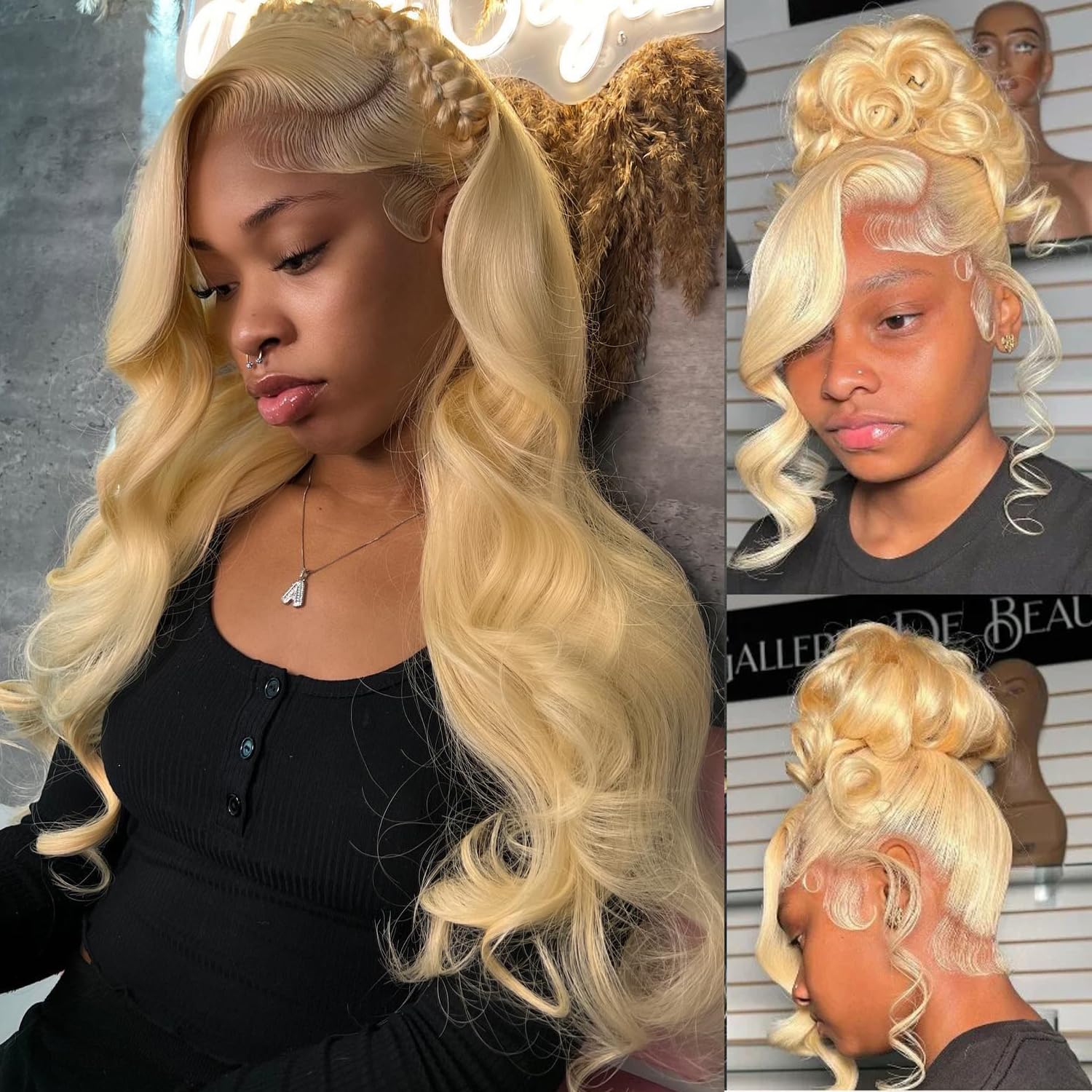 Alipeacock 360 Body Wave 613 Lace Front Wig Human Hair 200% Density Blonde 360 Lace Front Wigs Human Hair Pre Plucked Full Lace Wigs Human Hair 26inch