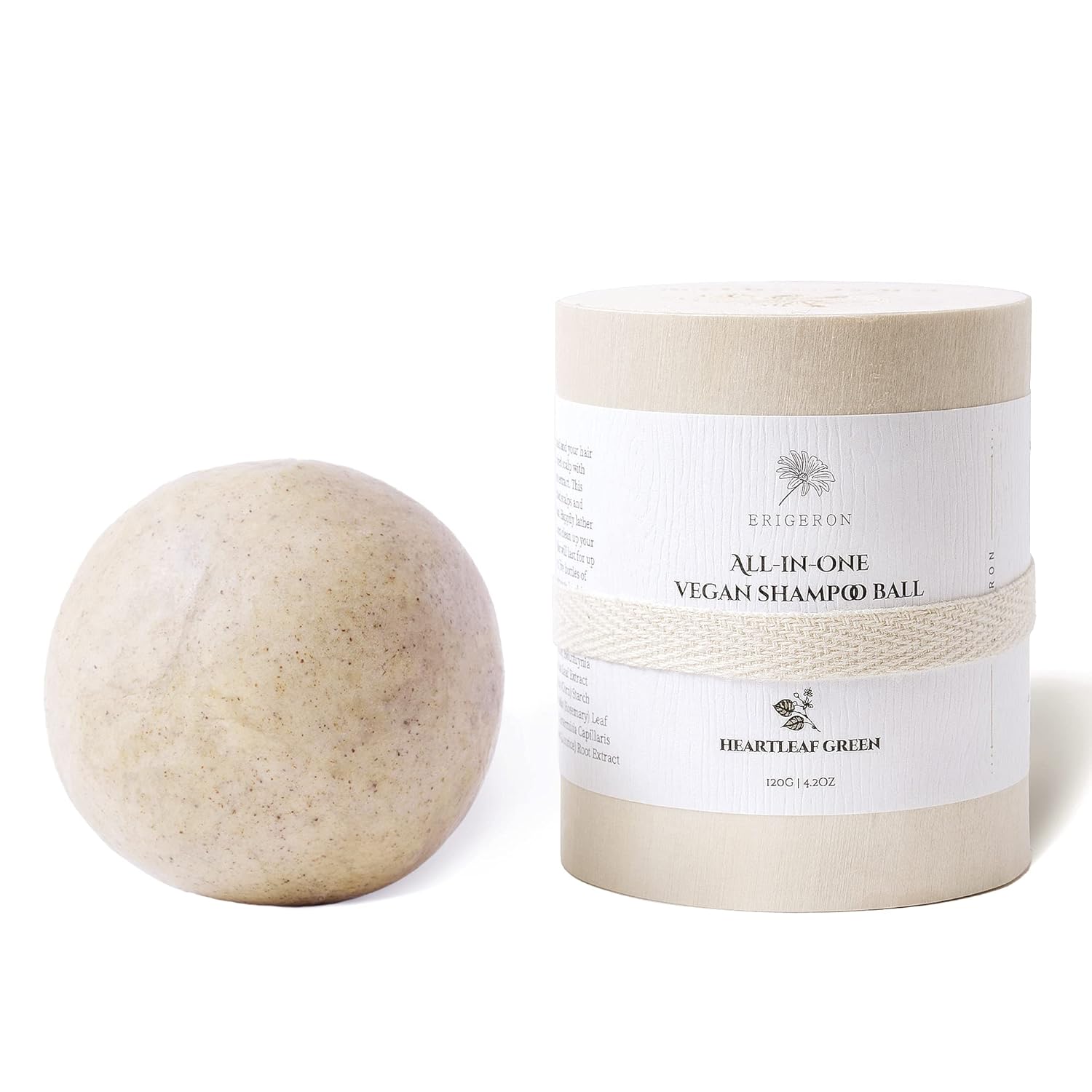 All-in-One Heartleaf Green Mochi Shampoo Bar for All Scalp, Rosemary Oil for Hair Growth, Green Tea, Curly Hair, Dandruff & Itchy Scalp Shampoo, Korean Skin Care, Wood Package (4.2 oz)