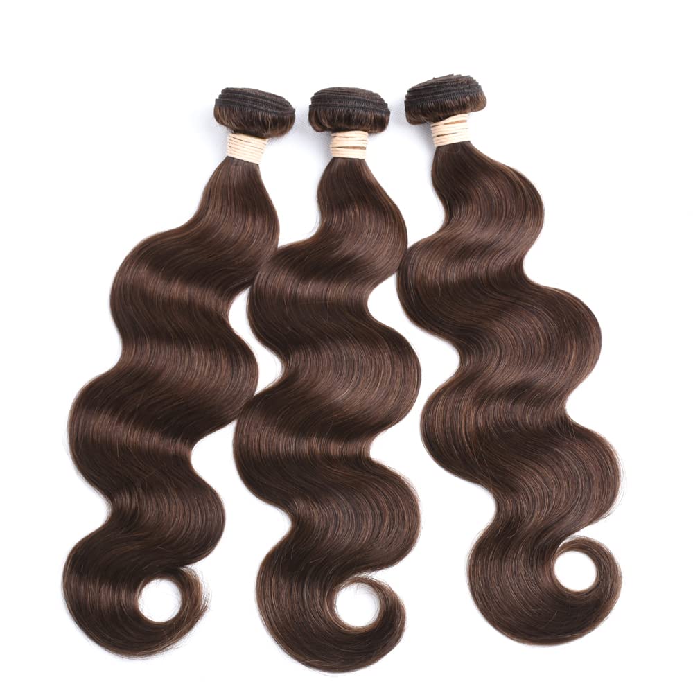 ALLRUN Brown Body Wave Bundles Human Hair 16 18 20 Inch Light Brown Hair Bundles Body Wave 12A 100% Unprocessed Brazilian Virgin Hair Chocolate Color Human Hair Extension Color 4# - Image 7
