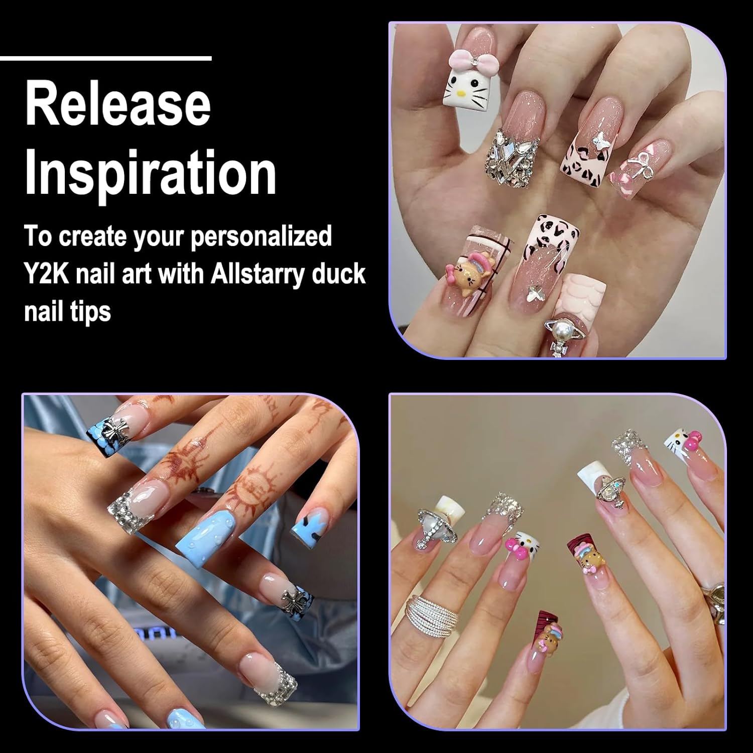 Allstarry Duck Nail Tips, 288pcs Short Curved Nail Tips Full Cover 12 Sizes Clear Duck Nails Press on Crystal Ducks Feet False Nails Extension French Soft Gel Fan Tips for Y2K Salon DIY - 22MM - Image 4