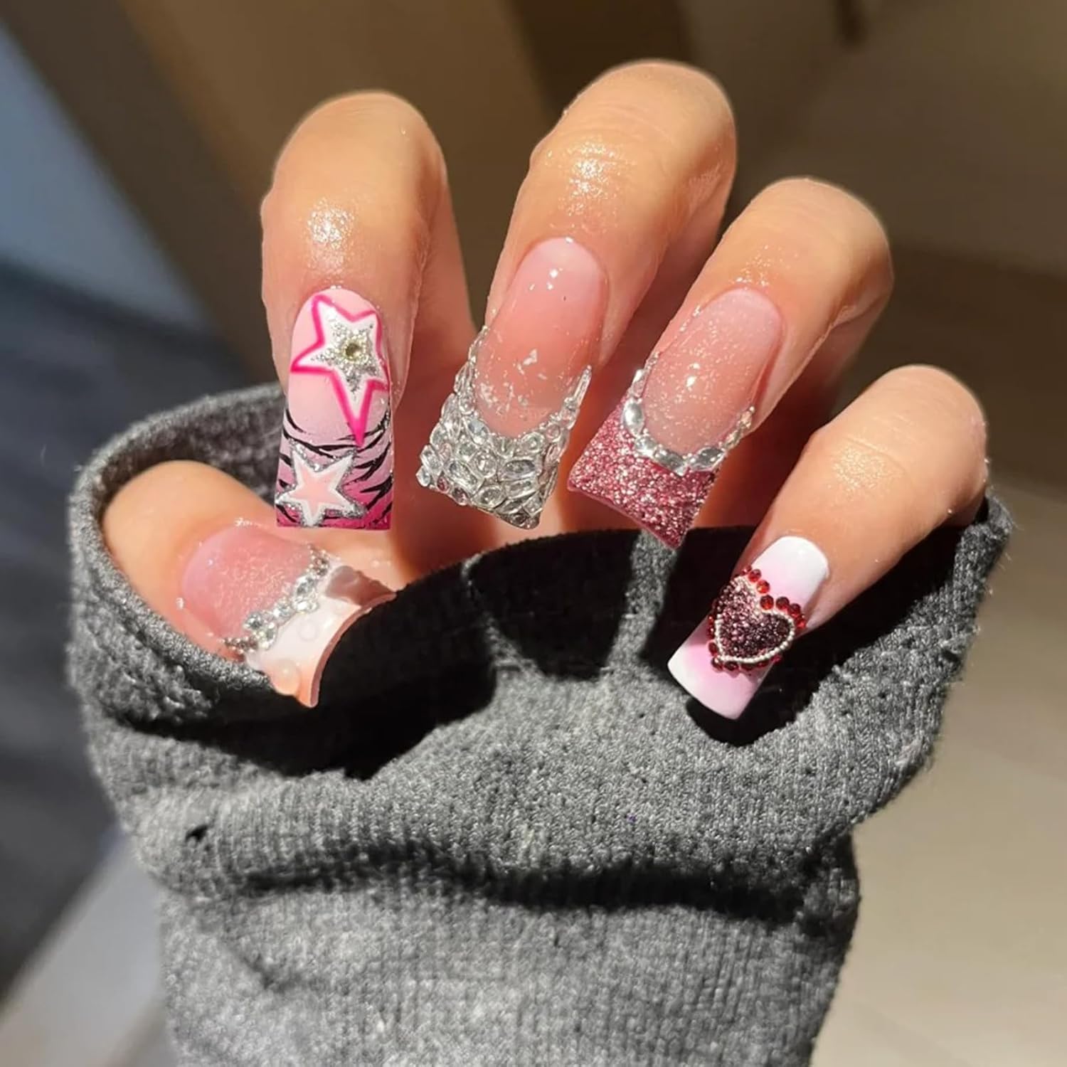 Allstarry Duck Nail Tips, 288pcs Short Curved Nail Tips Full Cover 12 Sizes Clear Duck Nails Press on Crystal Ducks Feet False Nails Extension French Soft Gel Fan Tips for Y2K Salon DIY - 22MM - Image 5