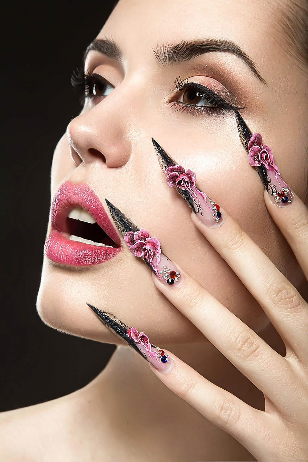 Almond Press on Nails Medium Fake Nails Blue White French Tip False Nails with 3D Shell Star Designs White Ombre Nail Press ons Glossy Glue on Nails Cute Stick on Nails for Women 24Pcs - Image 6