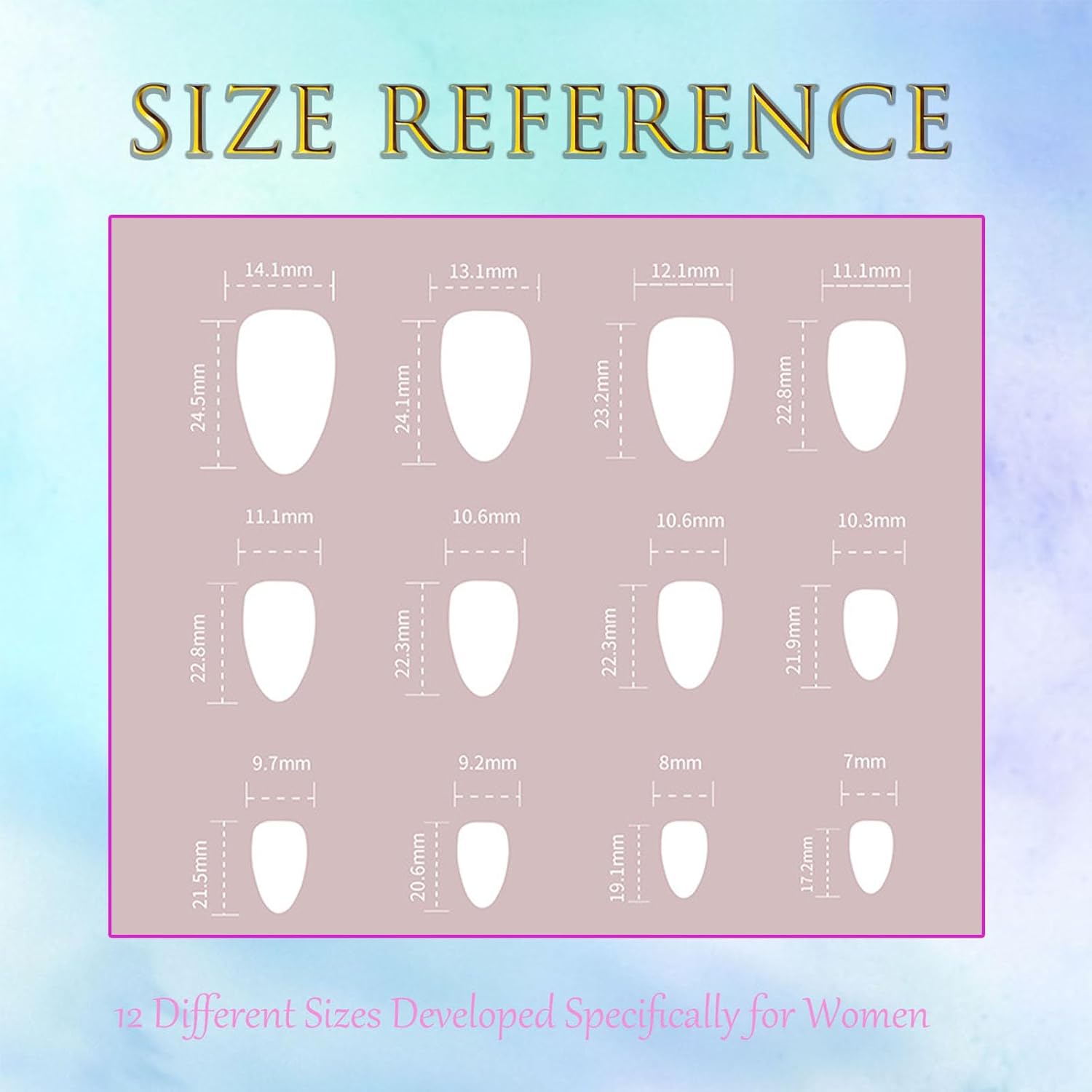Almond Press on Nails Medium Pink Fake Nails with 3D Gold Stripes Designs White French Tips Fall Nails Press ons Winter False Nails Acrylic Glue on Nails Glossy Stick on Nails for Women 24 Pcs - Image 5