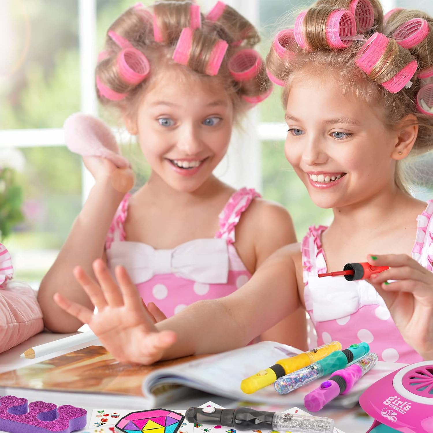 Amagoing Nail Art Studio for Girls, Nail Polish Kit for Kids Age 6-12 Year Old, 3 in 1 Nail Polish Pen, Nail Dryer, Fashion Stickers, Glitter, Decoration Supplies, Makeup Gift for Birthday, Girly Spa - Image 7