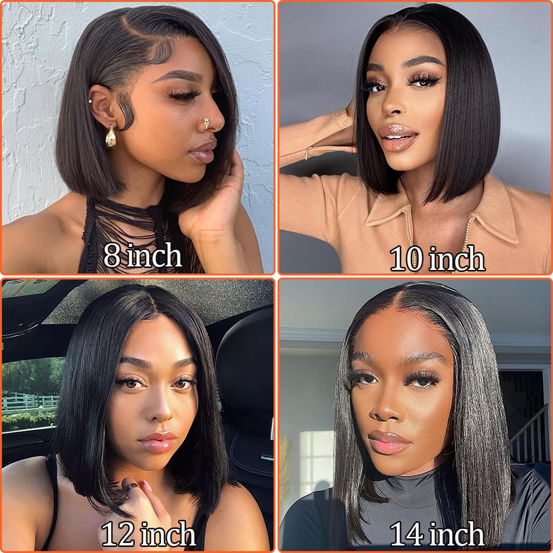 Amella Hair U Part Wig Human Hair Straight Bob Wigs For Black Women 10inch Brazilian Remy Hair Short Bob Human Hair Wigs Clip in U Part Wig Human Hair Extensions Natural Black Color - Image 6