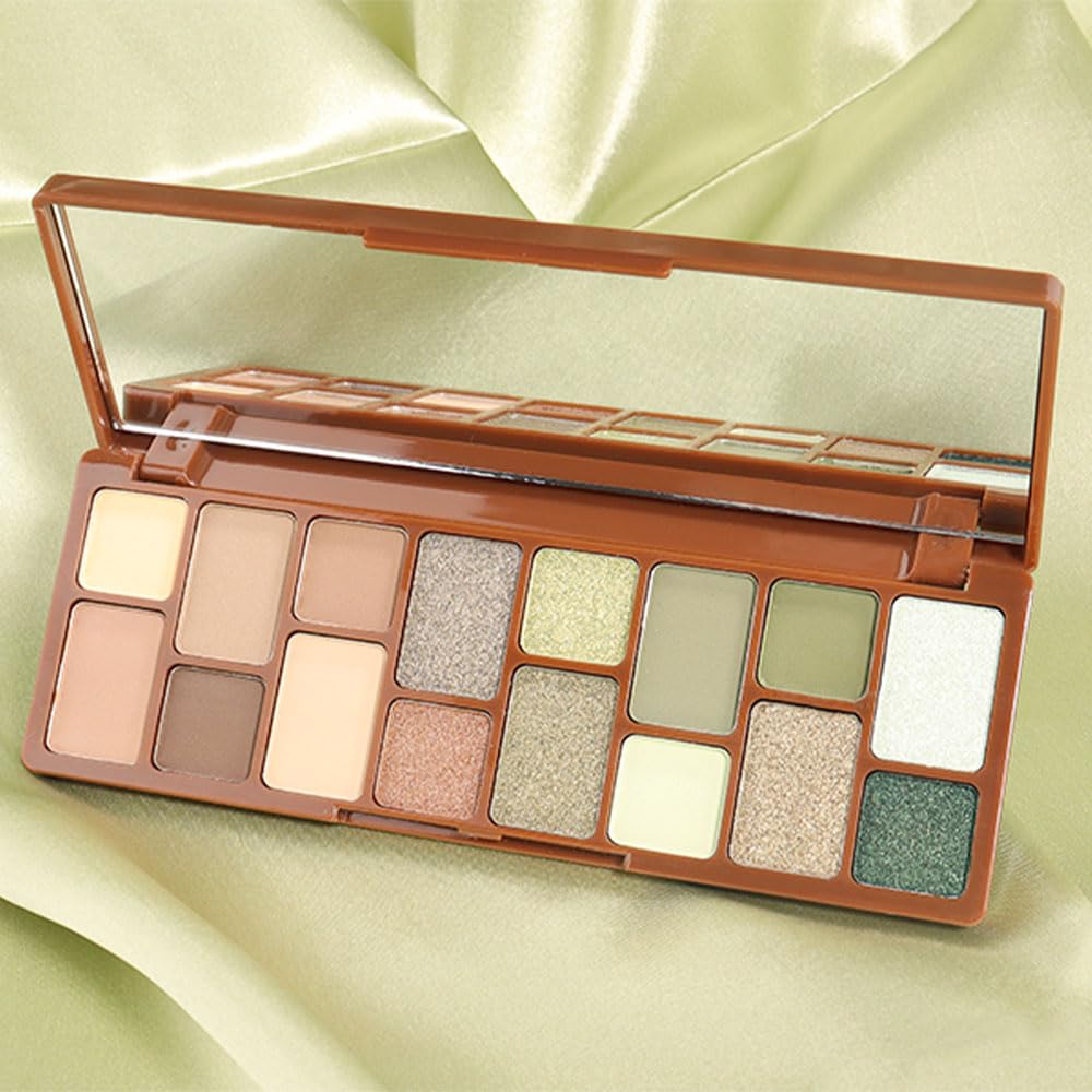 AMY'S DIARY 16 Color Nude light dark Brown Green Eye shadow Palette Makeup, Long Lasting, and Highly Pigmented. Waterproof camo Green eyeshadow palatte for woman - Image 7