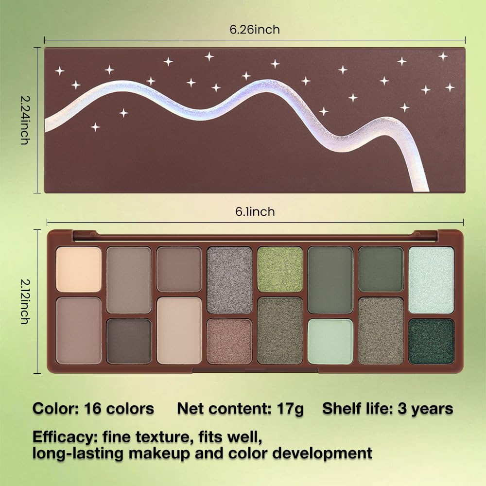 AMY'S DIARY 16 Color Nude light dark Brown Green Eye shadow Palette Makeup, Long Lasting, and Highly Pigmented. Waterproof camo Green eyeshadow palatte for woman - Image 6
