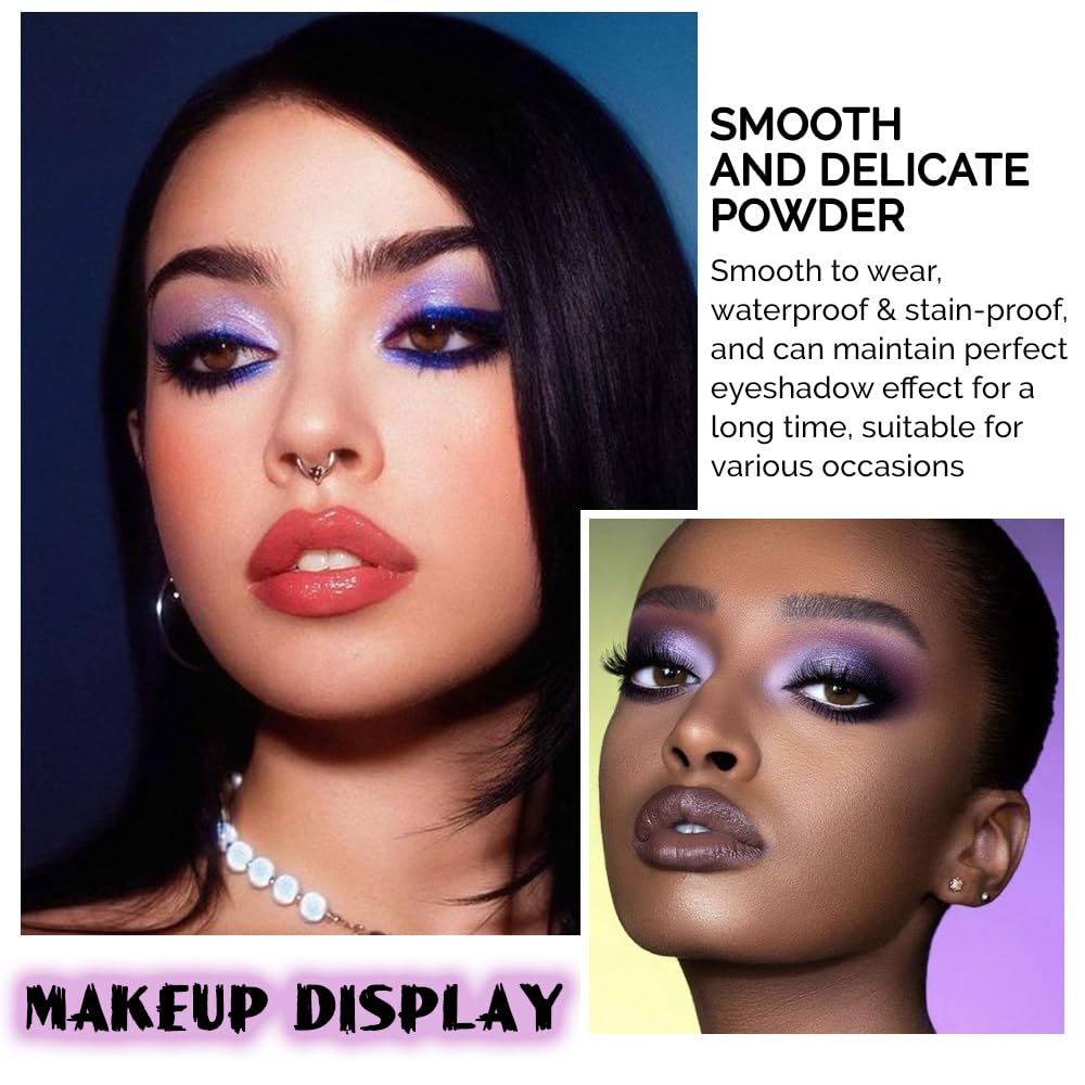 AMY'S DIARY Deep Light Purple Matte Shimmer Eye Shadow Palette Makeup,Eyeshadow Long Lasting Waterproof Cruelty-Free, 9 Blendable Shades in Smooth with Gorgeous Pearls for Girls (Purple palette) - Image 4