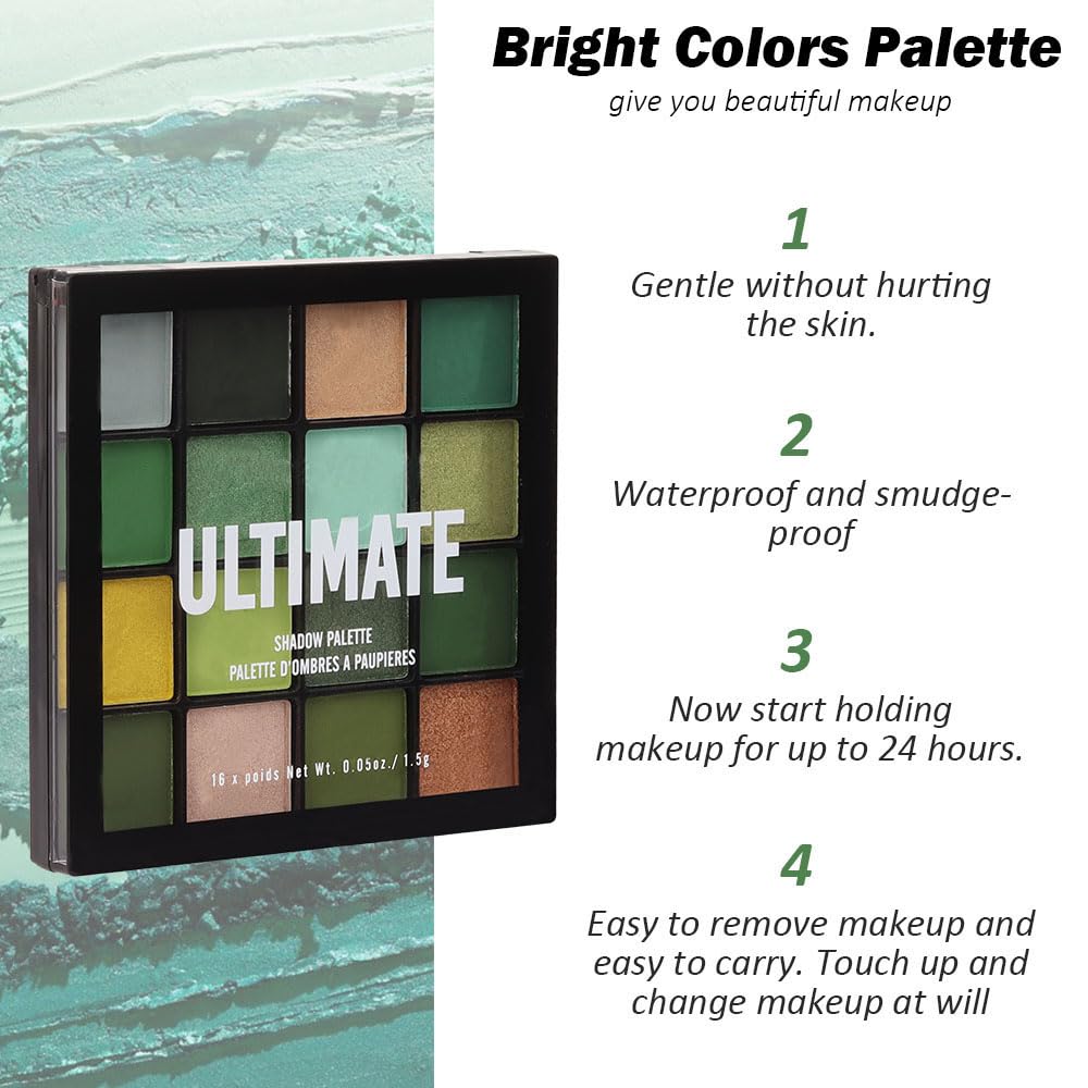 AMY'S DIARY Green Eyeshadow Palette - Forest Green, Yellow 16 Colors Matte & Glitter Eyeshadow - Long Lasting, Colorful Eye Shadow Platte for Christmas, Women & Girls - Image 6
