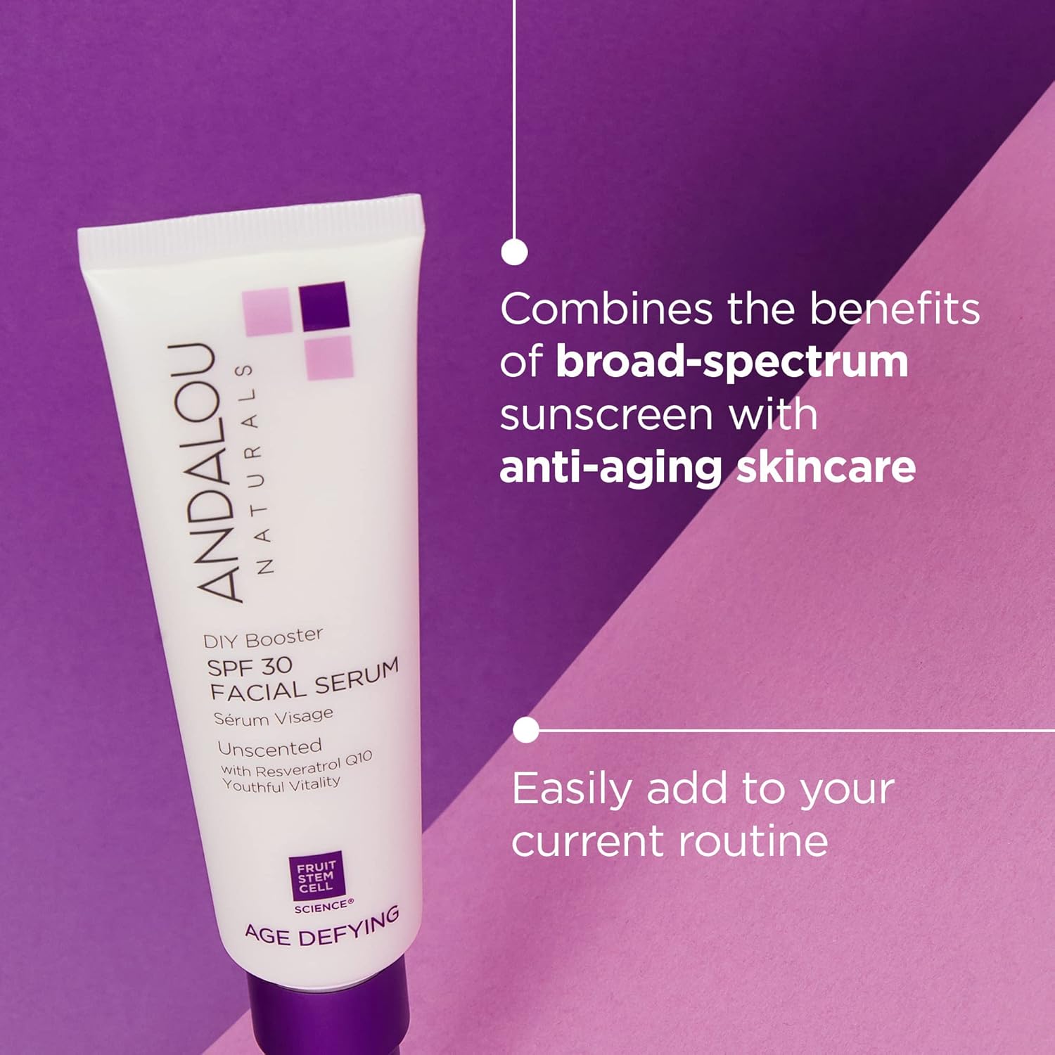 Andalou Naturals DIY Booster SPF 30 Facial Serum Unscented, Anti Aging Face Sunscreen with Broad Spectrum Protection, Moisturizing for Dry to Very Dry Skin, 2 Fl Oz - Image 2