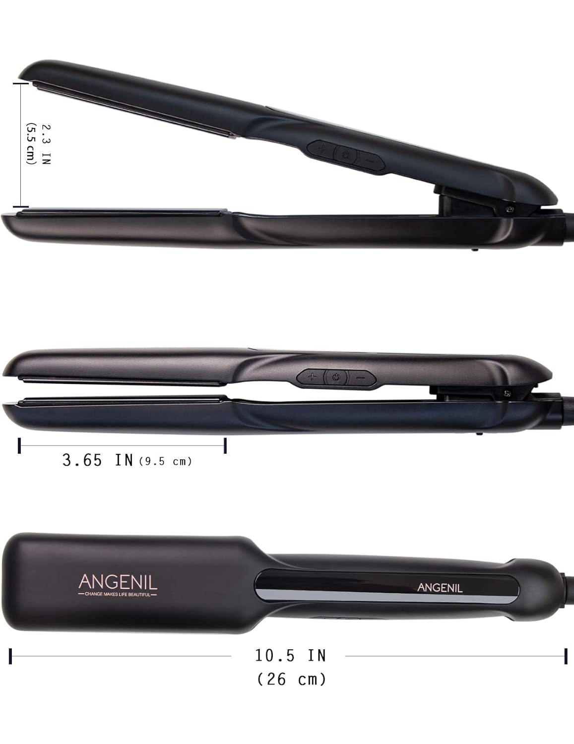 ANGENIL Tourmaline Ceramic Flat Iron Hair Straightener 1.6 inch Wide, Straightening and Curling Iron 2 in 1, Dual Voltage Hair Curler for Womens Smoother &Thick Hair, 30S Fast Heating, LCD Display - Image 8