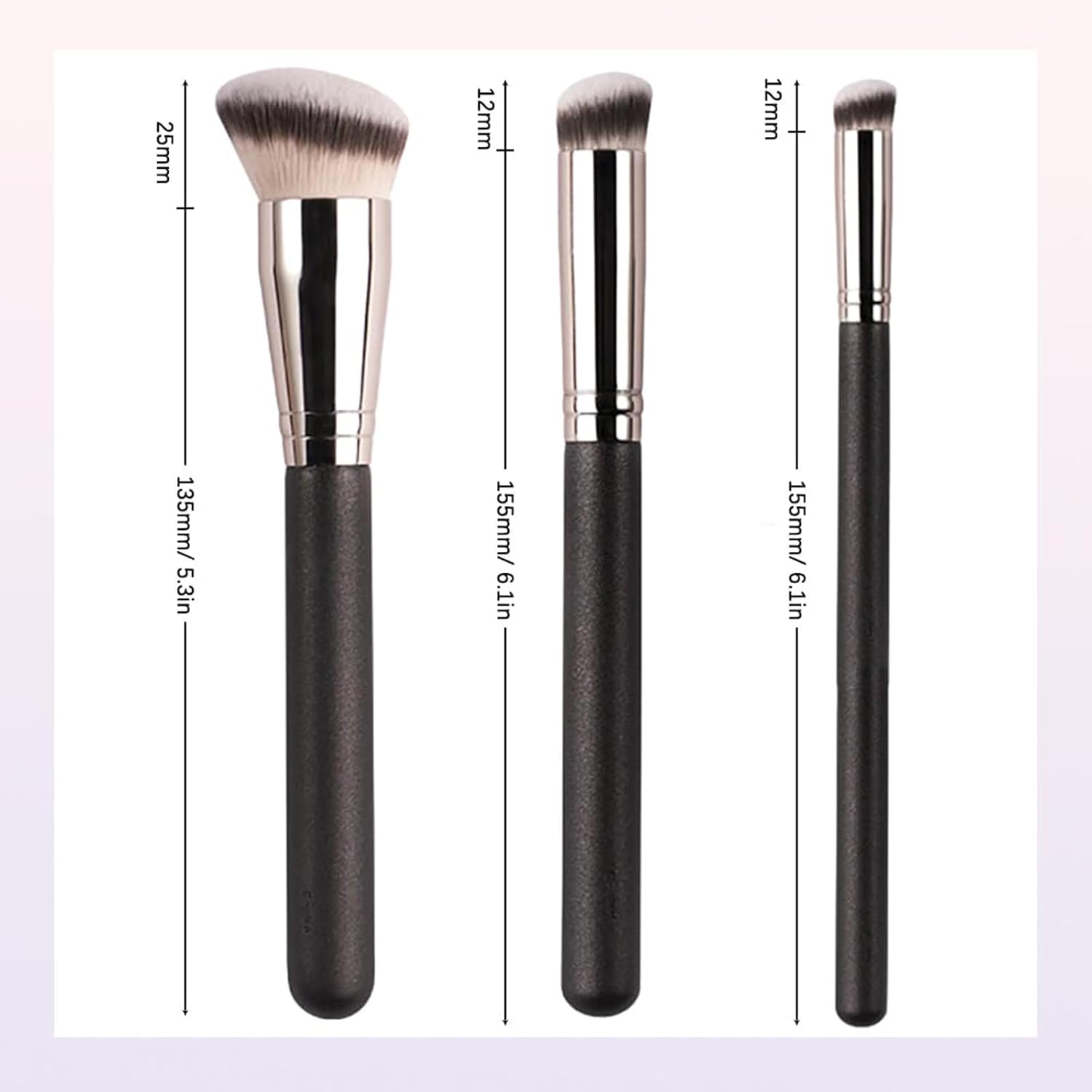Angie Hot & Flashy A506 Concealer Brush, 101 Foundation Brush, Beauty Foundation Contour Conceal Makeup Brush Set (6PCS) - Image 4