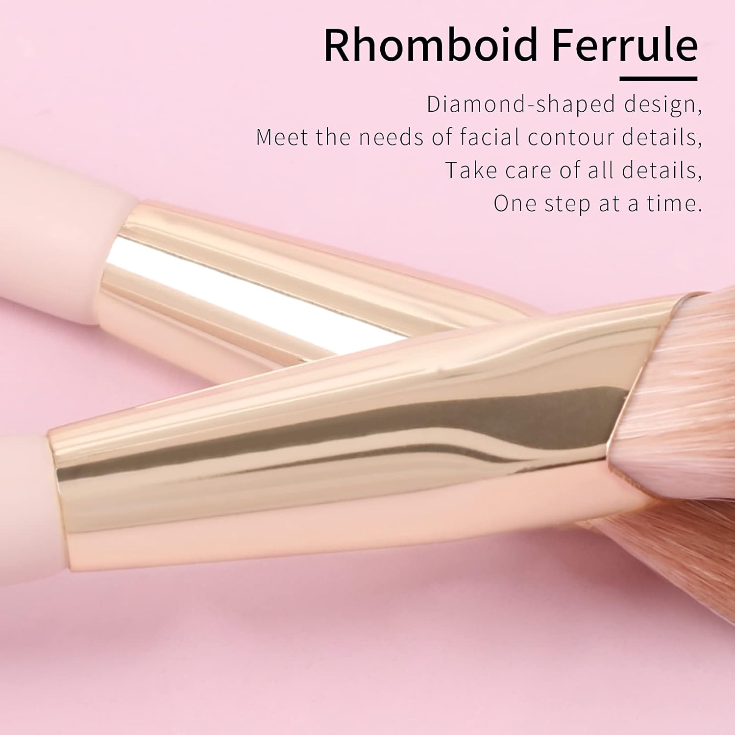 Angled Concealer Brush Under Eye, Concealer Brush, Nose Contour Brush, Small Concealer Brushes, Under Eye Makeup Brushes, Under Eye Brush, Concealer Makeup Brushes. Pink and Gold 11M - Image 5